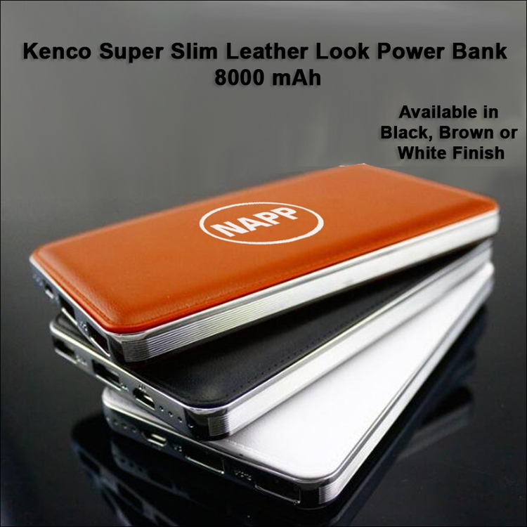 Kenco Super Slim Leather Look Power Bank 8000 mAh