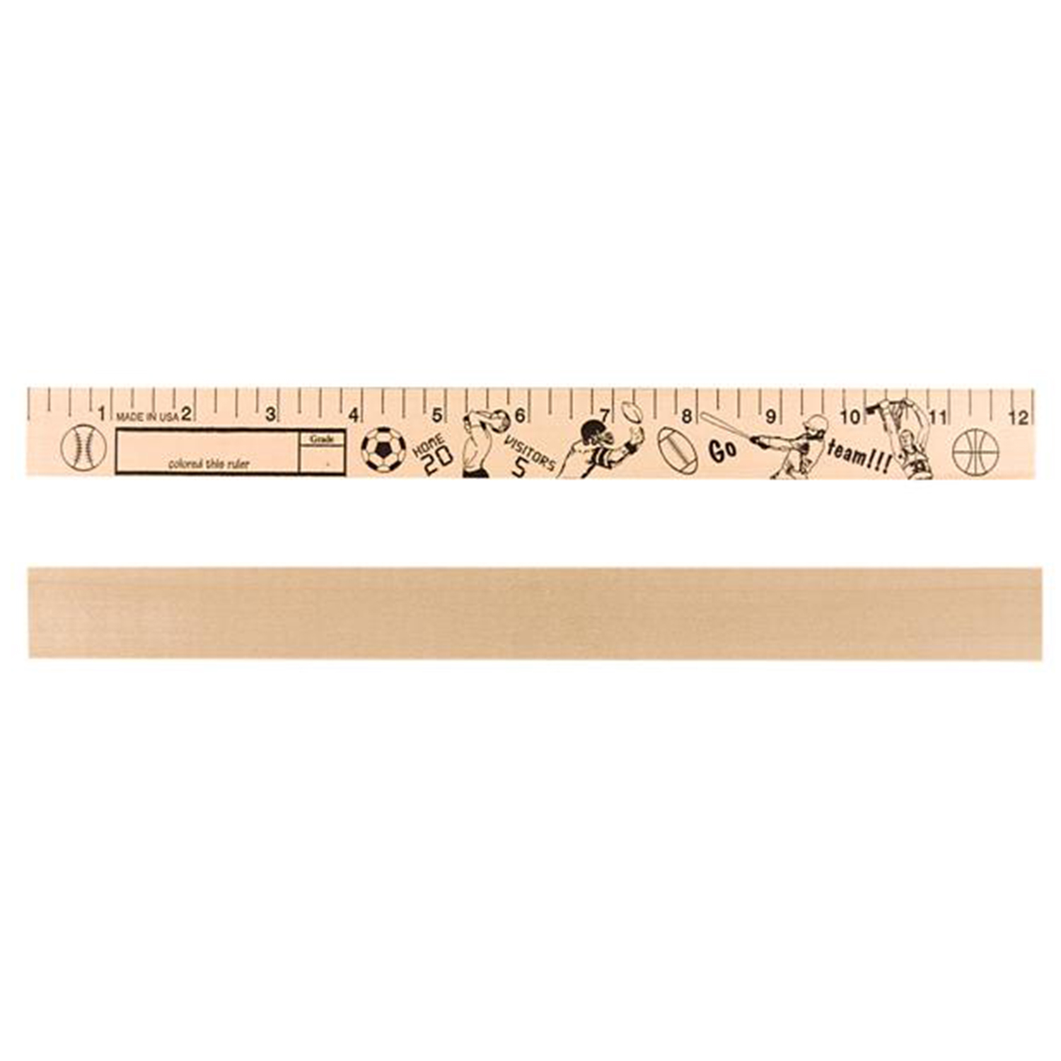 Sports "U" Color Rulers - Natural wood finish 2