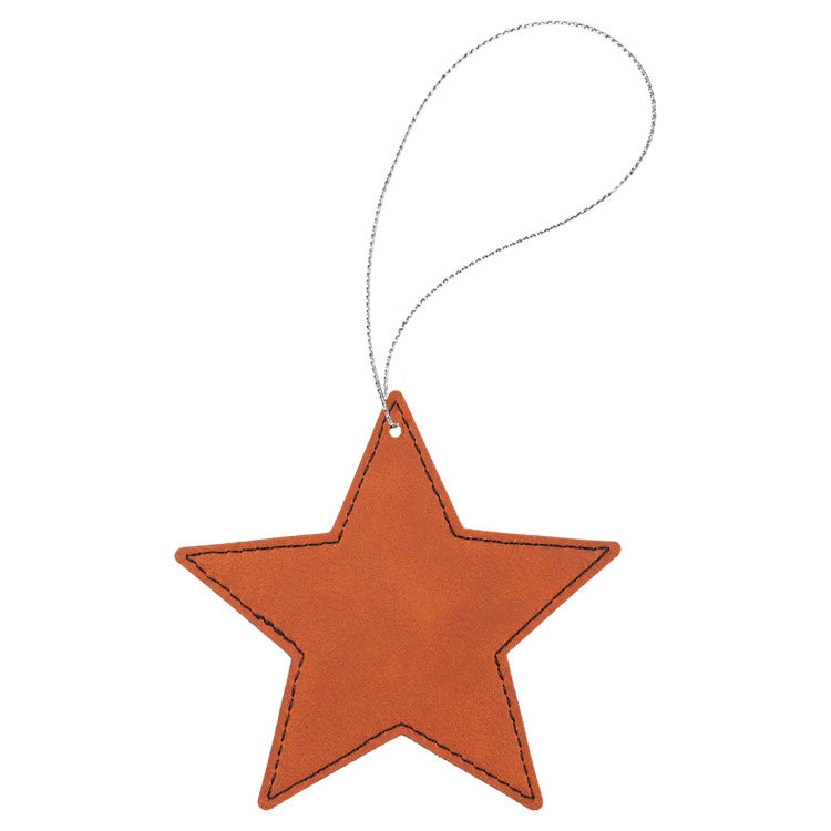 Rawhide Leatherette Star Ornament with Gold String 3