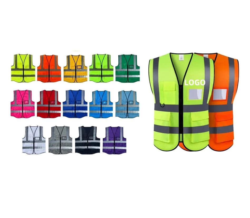 Custom High Visibility Reflective Safety Vest with Pockets 3