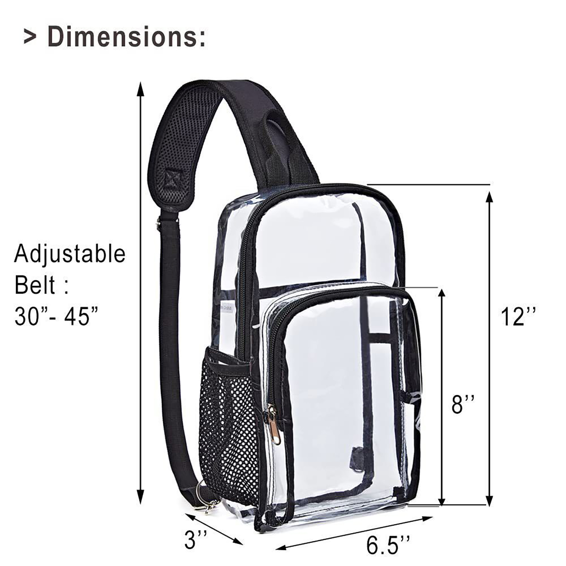 Clear PVC Sling Backpack - Transparent Travel Crossbody Bag 3