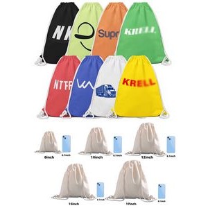 Black White Canvas Drawstring Backpack 2