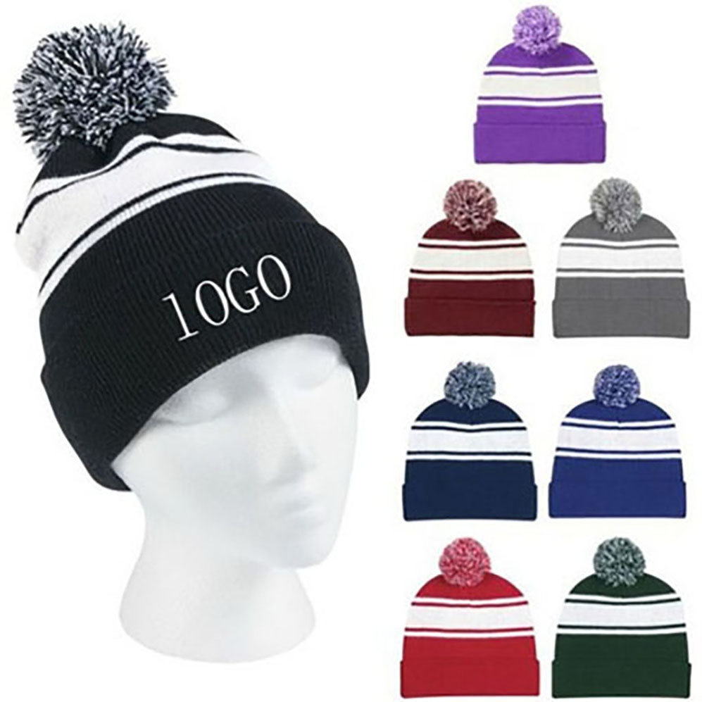 Ribbed Knit Beanie with POM 2