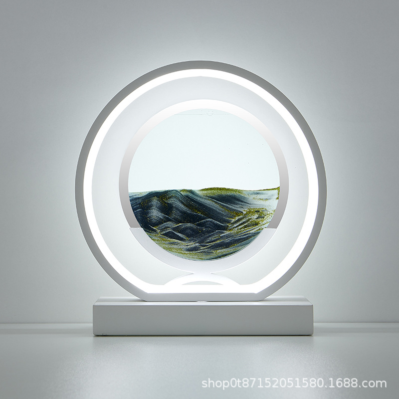 3D Hourglass Moving Sand Desk Lamp 3-Color Light 3