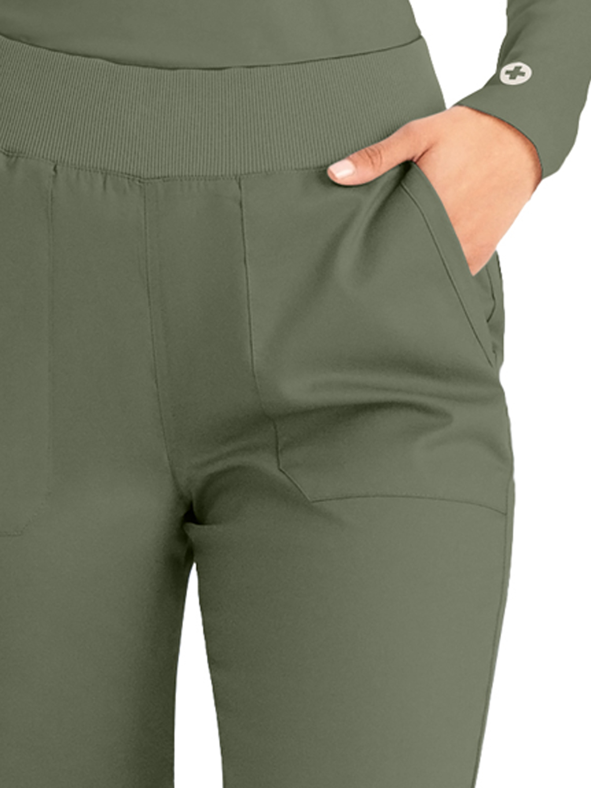 Landau - ProFlex - Women's Five-Pocket Mid-Rise Rib-Knit Elastic Waist Straight Leg Pant 37