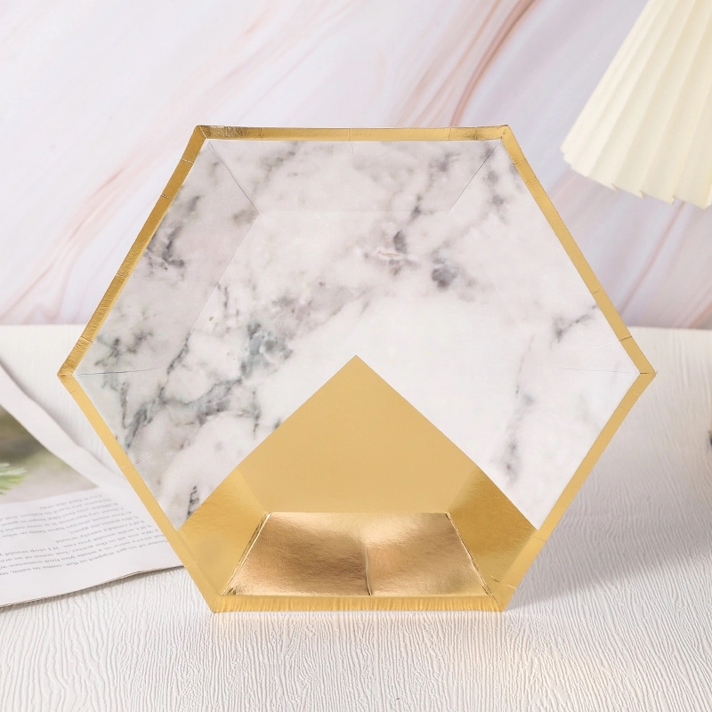 Disposable Party Picnic Salad Dessert Hexagon Paper Plate 4