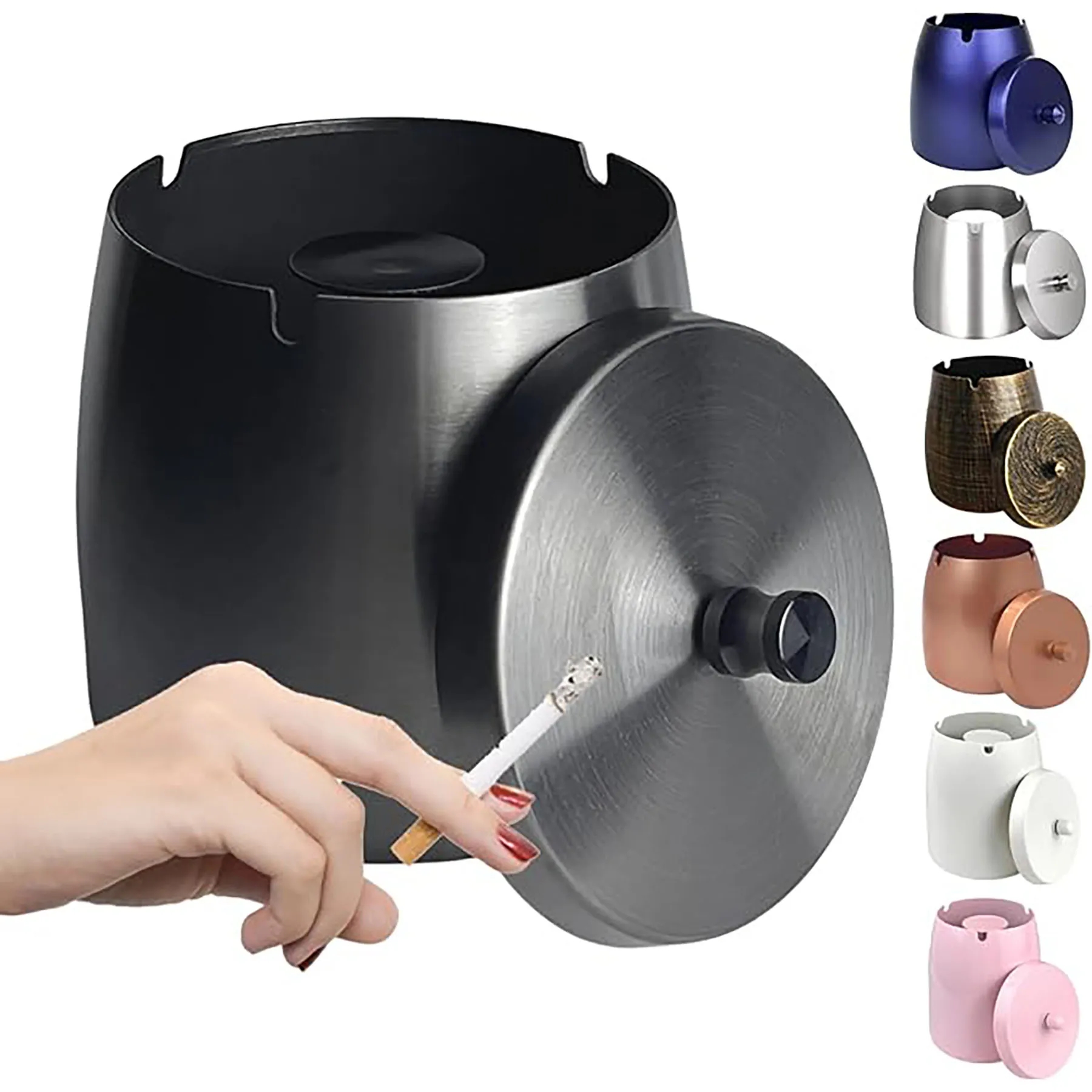 Stainless Steel Ashtray with Lid 4