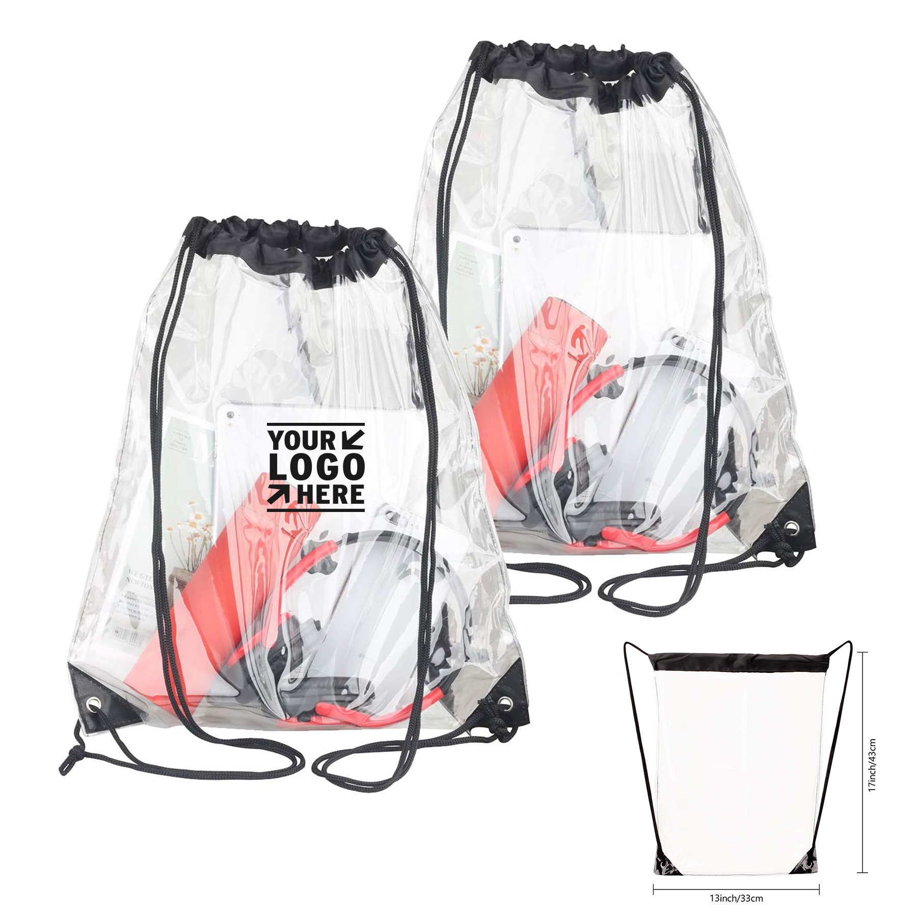 2 Pieces Stadium Colleges Sport Event Work Concert Security Approved Small Clear Drawstring Bag 2