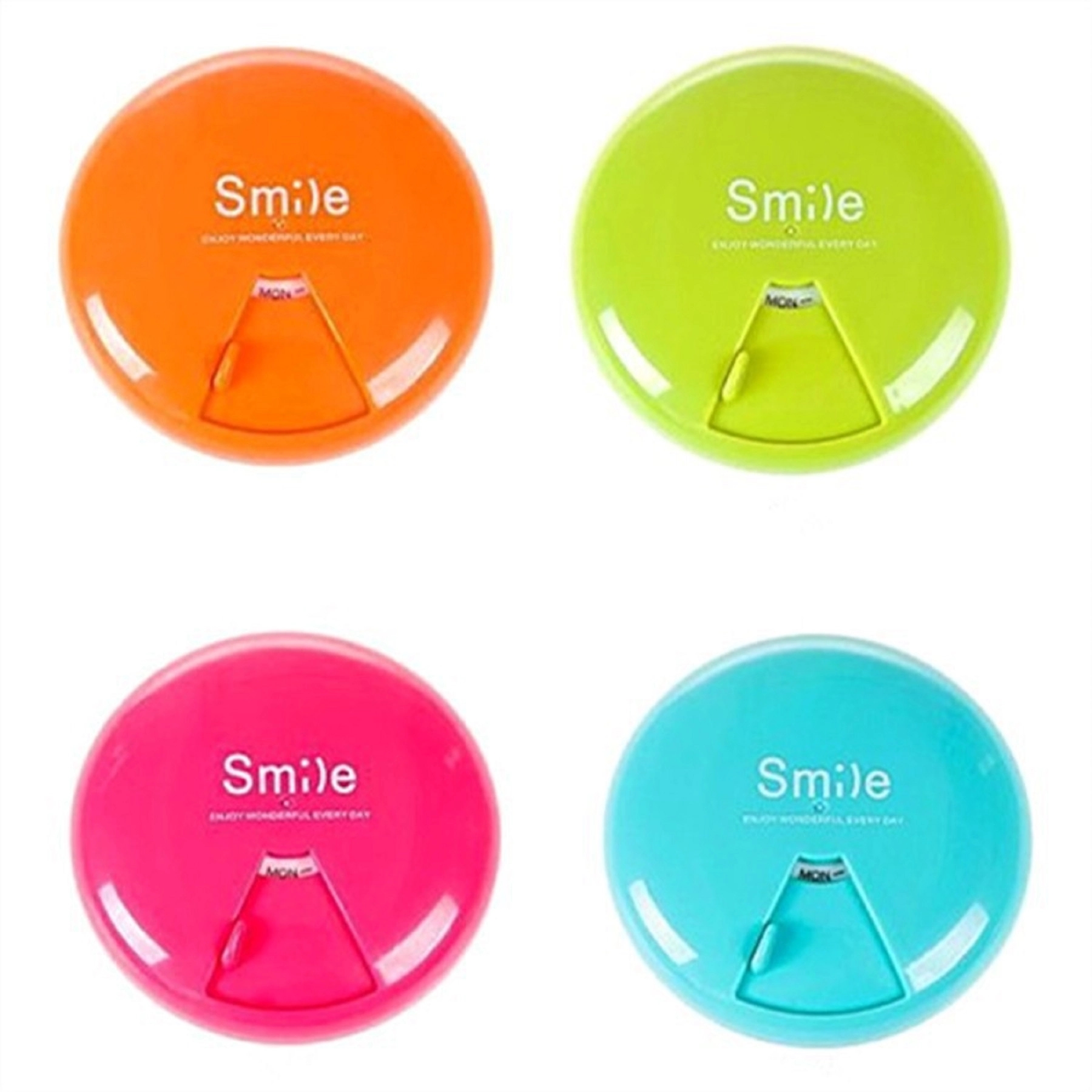 Round Shaped 7 Compartments Rotate Pill Box 3