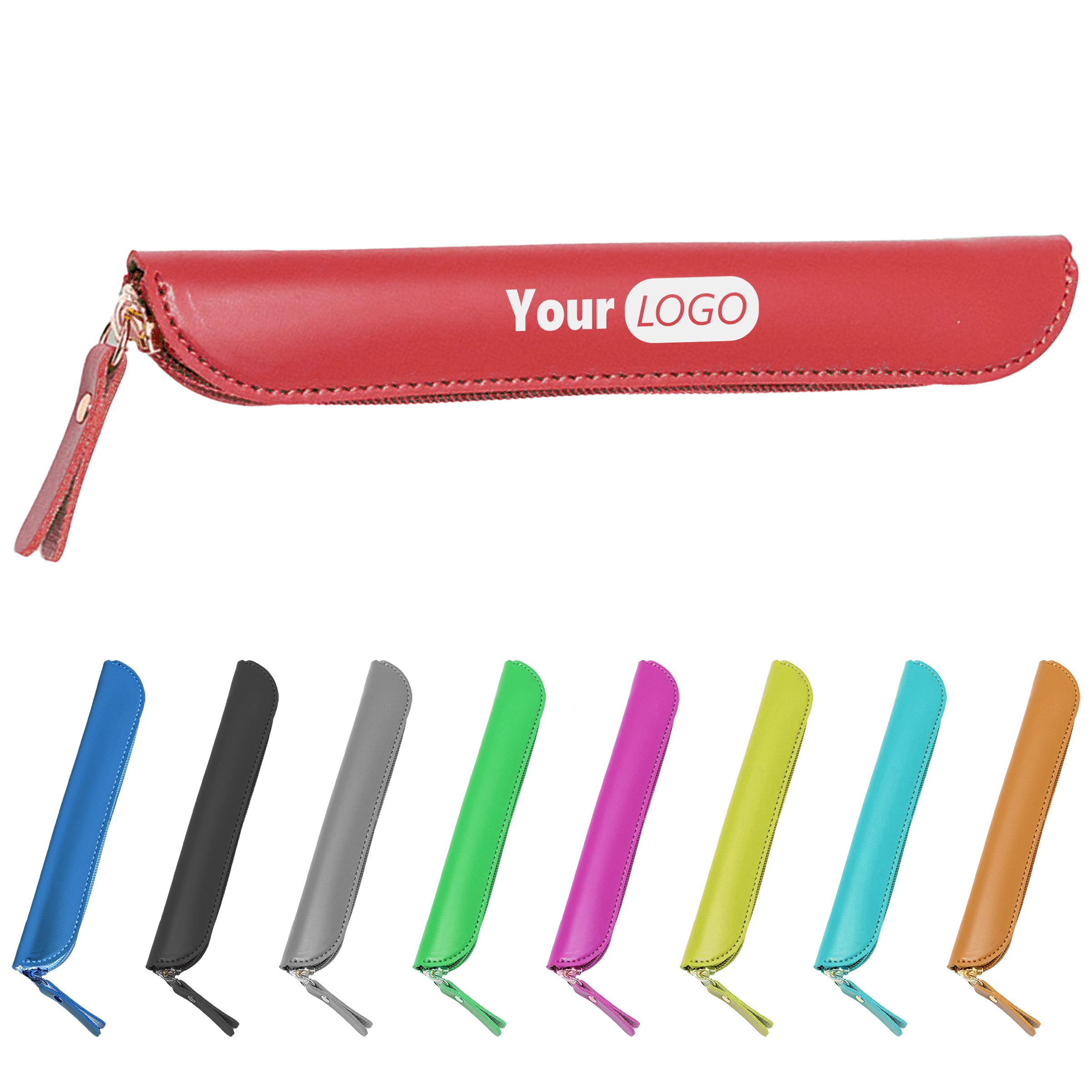Pu Portable Zippered Pencil Pouch In Multiple Colors 5