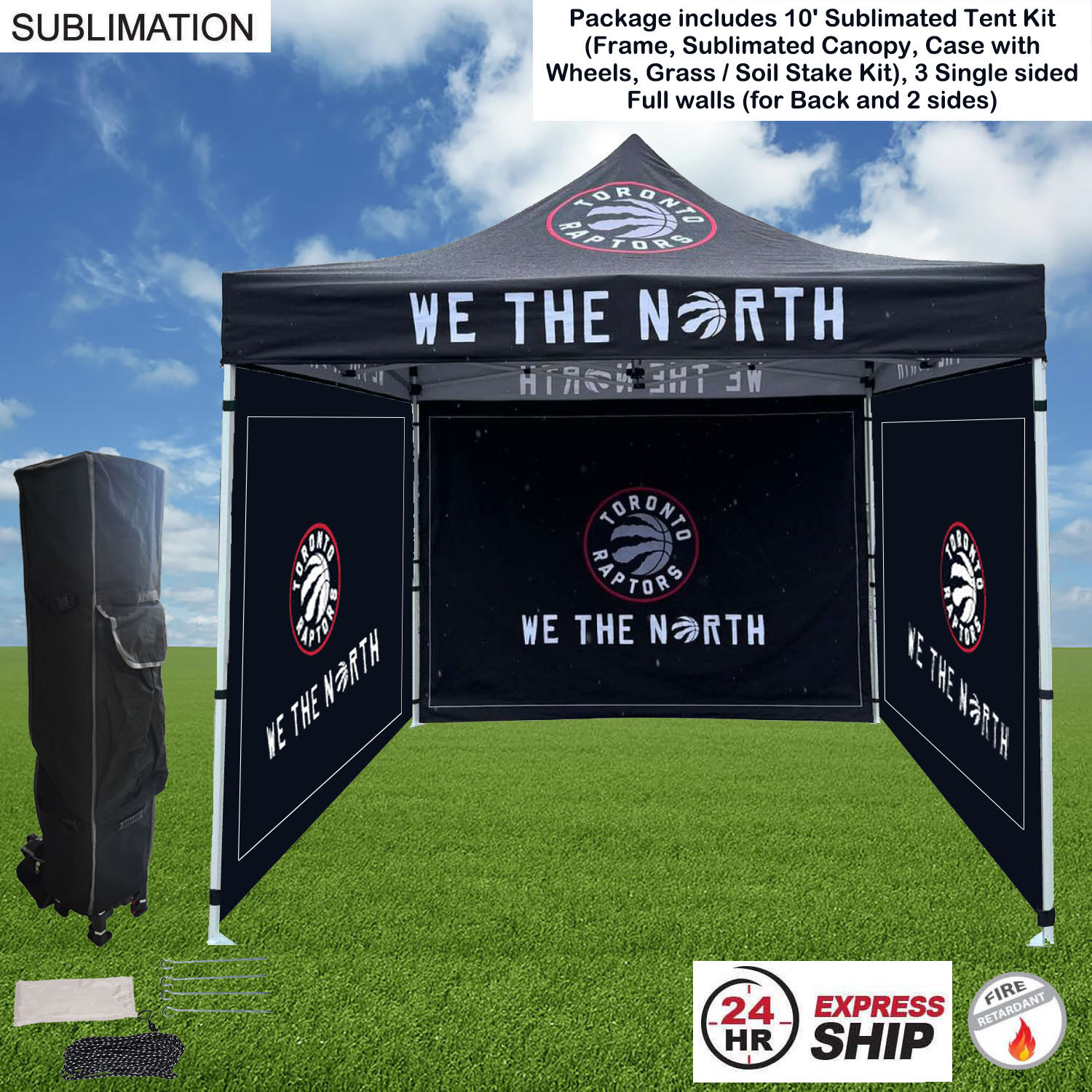 24Hr Express Ship - Full Privacy Tent Package, 10' Sublimated Tent kit, 3 single sided Full walls 17