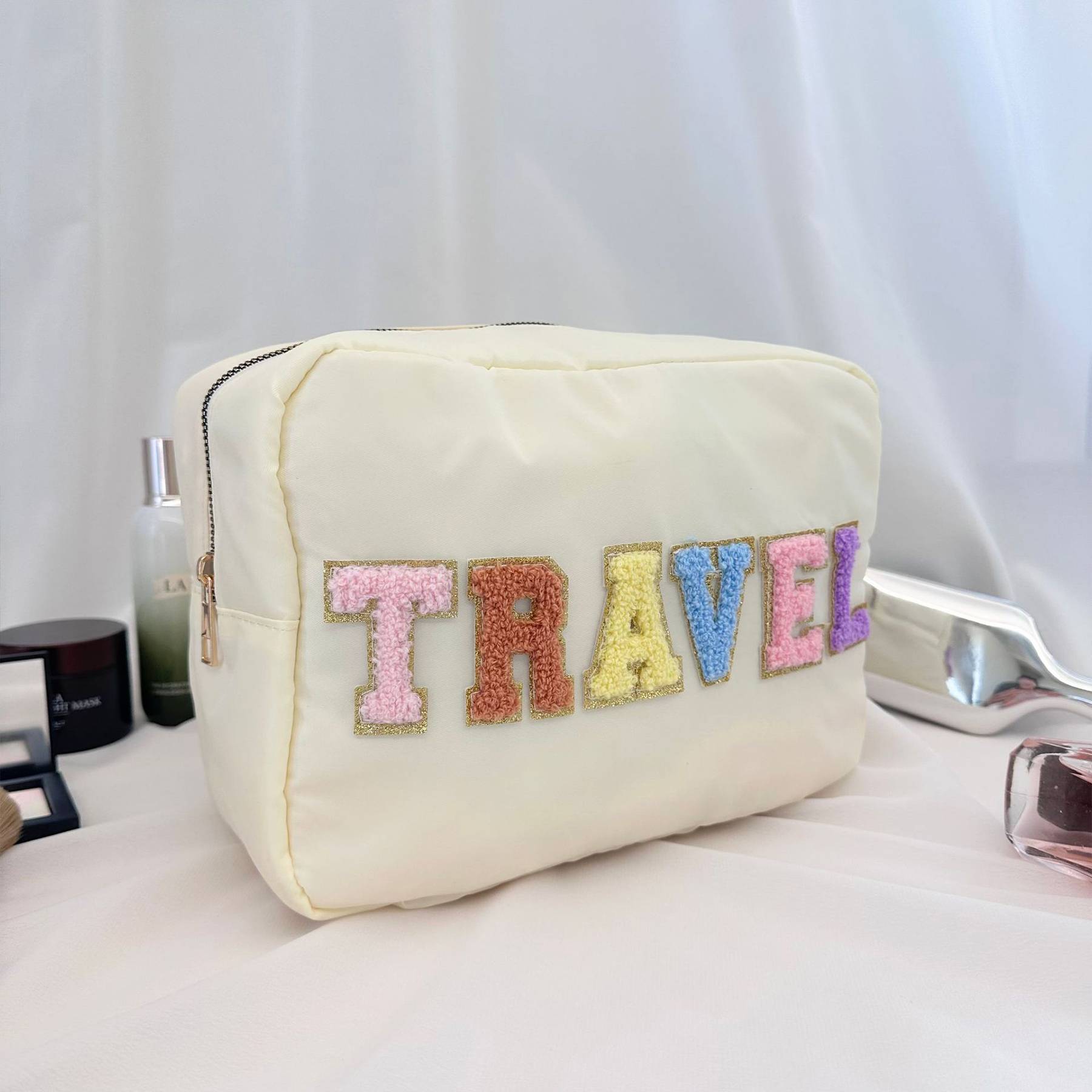 Nylon Large-capacity letter makeup cosmetic bag 5