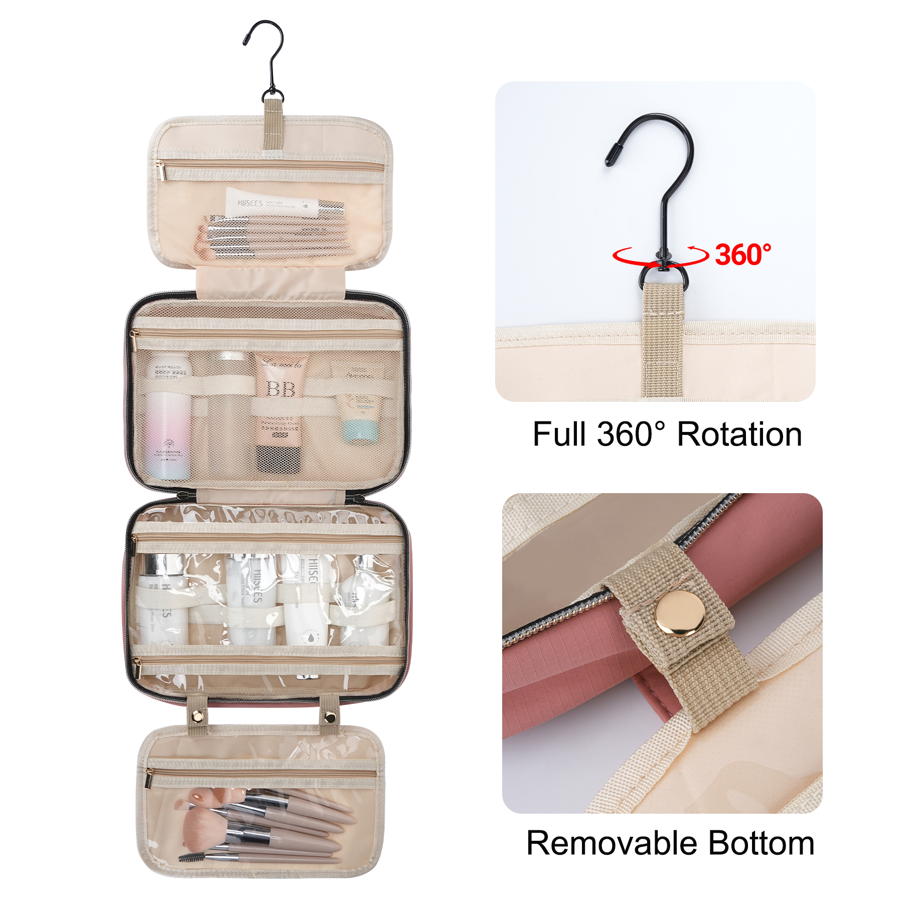 Premium Water-Resistant Nylon Hanging Toiletry Bag 5