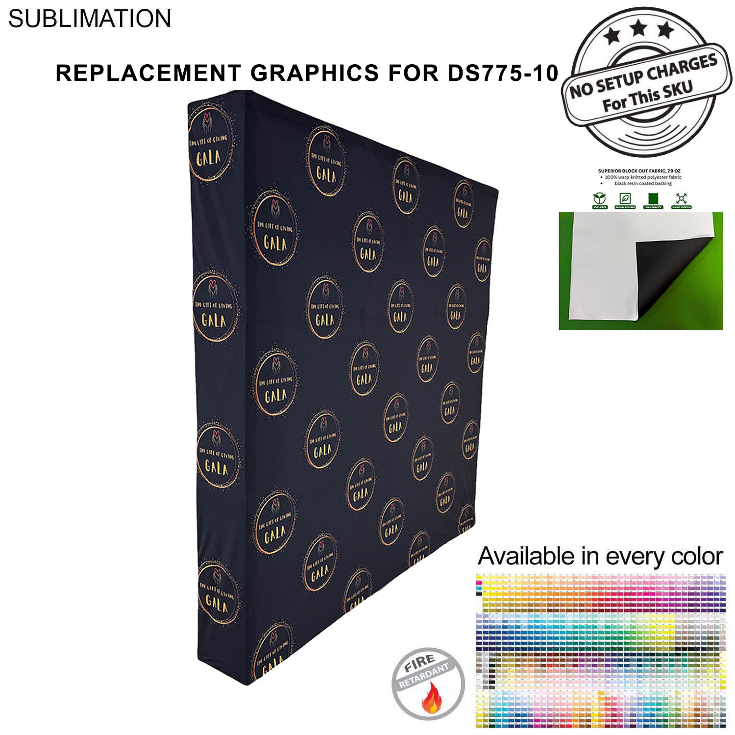 Replacement Graphics for 7.5' Straight Wall with Wrap End Caps, Superior Block Out Fabric 2