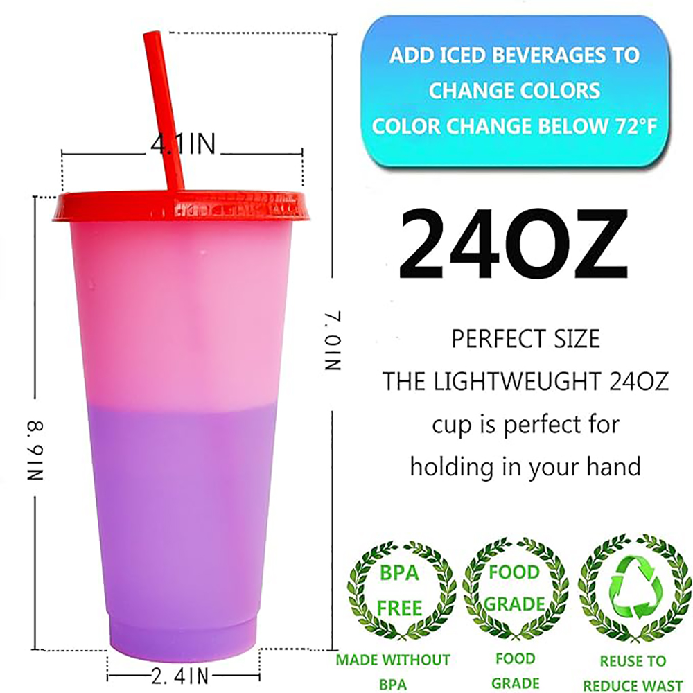24oz Reusable Color Changing Cup Plastic Cup with Lid 9
