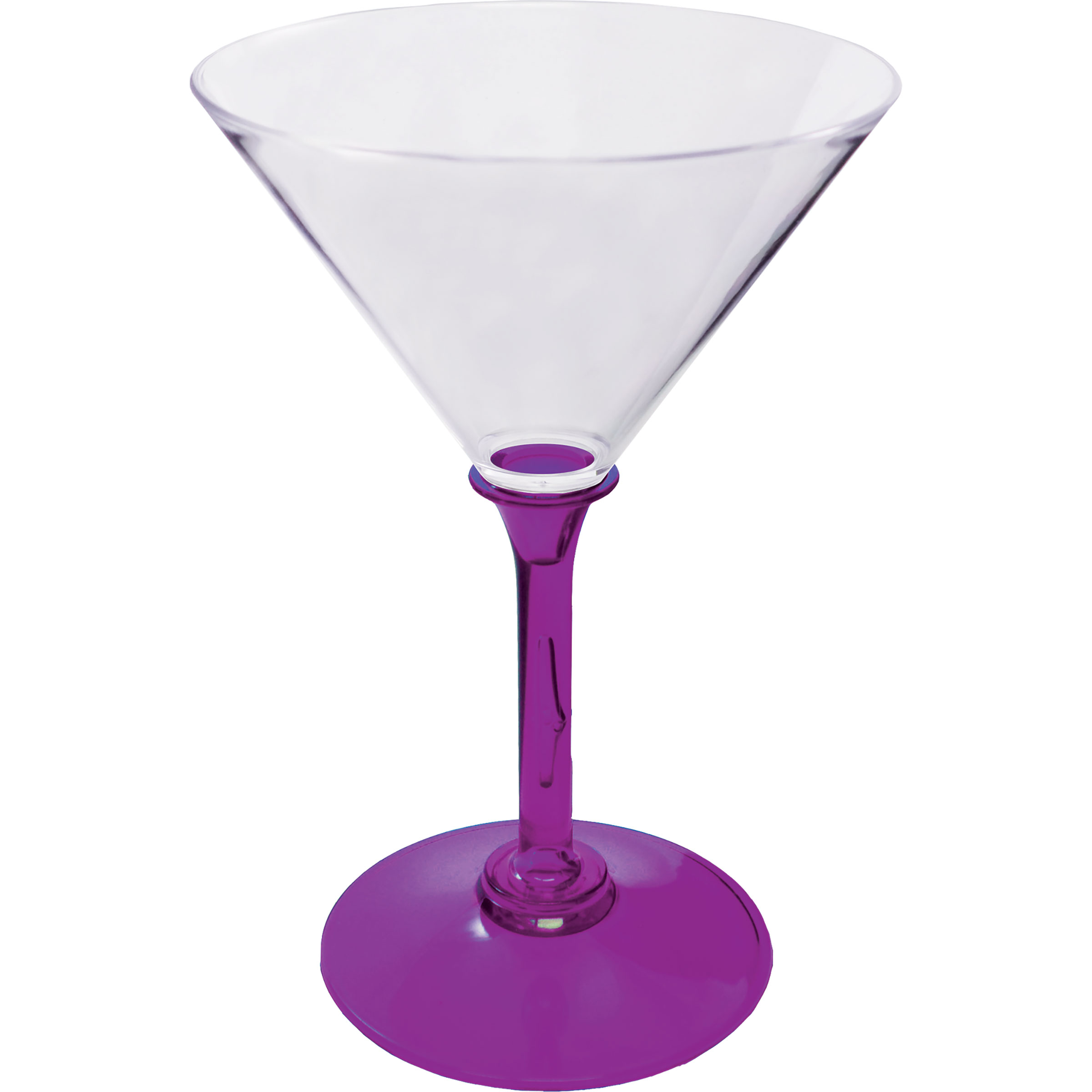 7oz Standard Stem Plastic Martini Glass with Your Choice of Stem Color