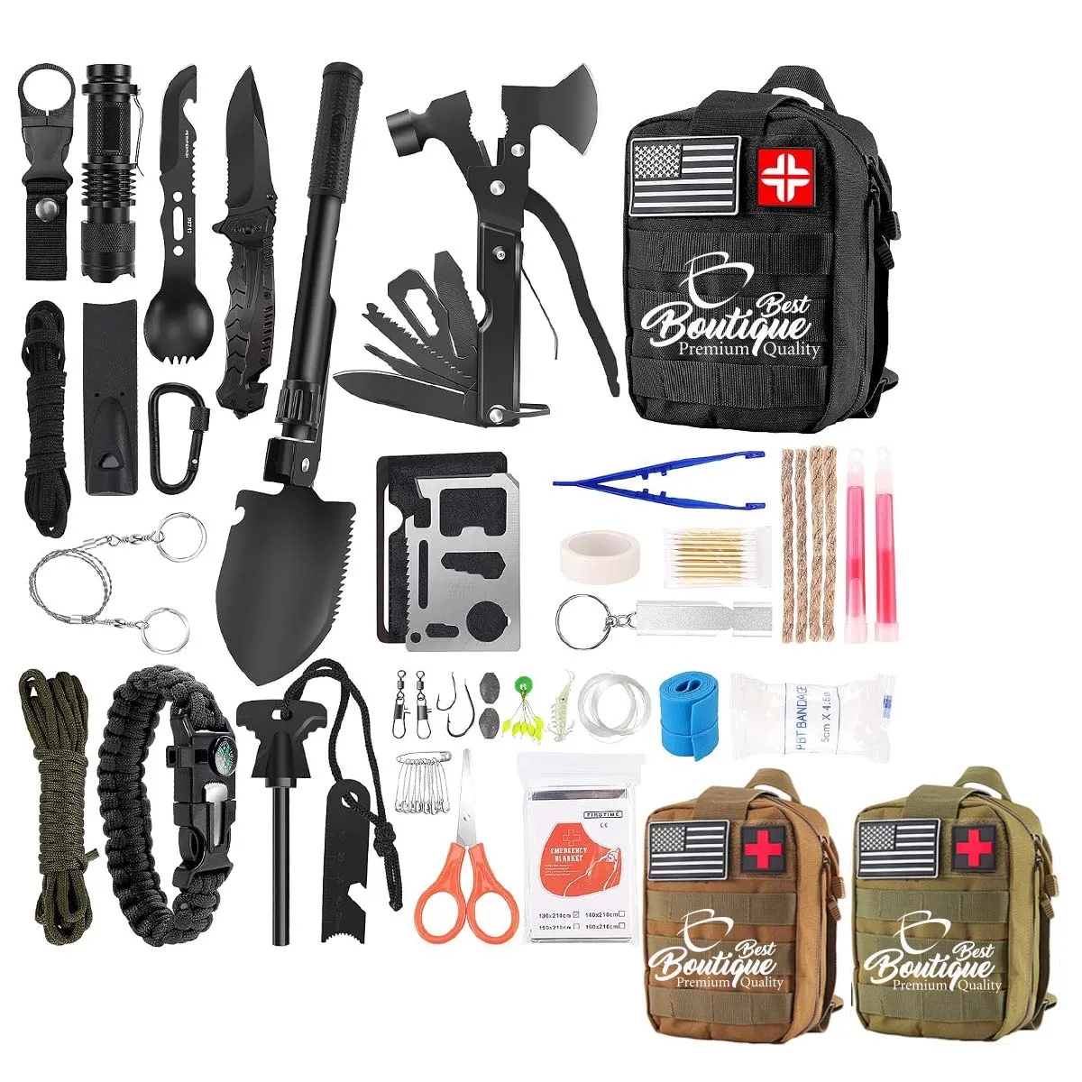 142Pcs Multipurpose Professional Survival Kit First Aid Kit 3