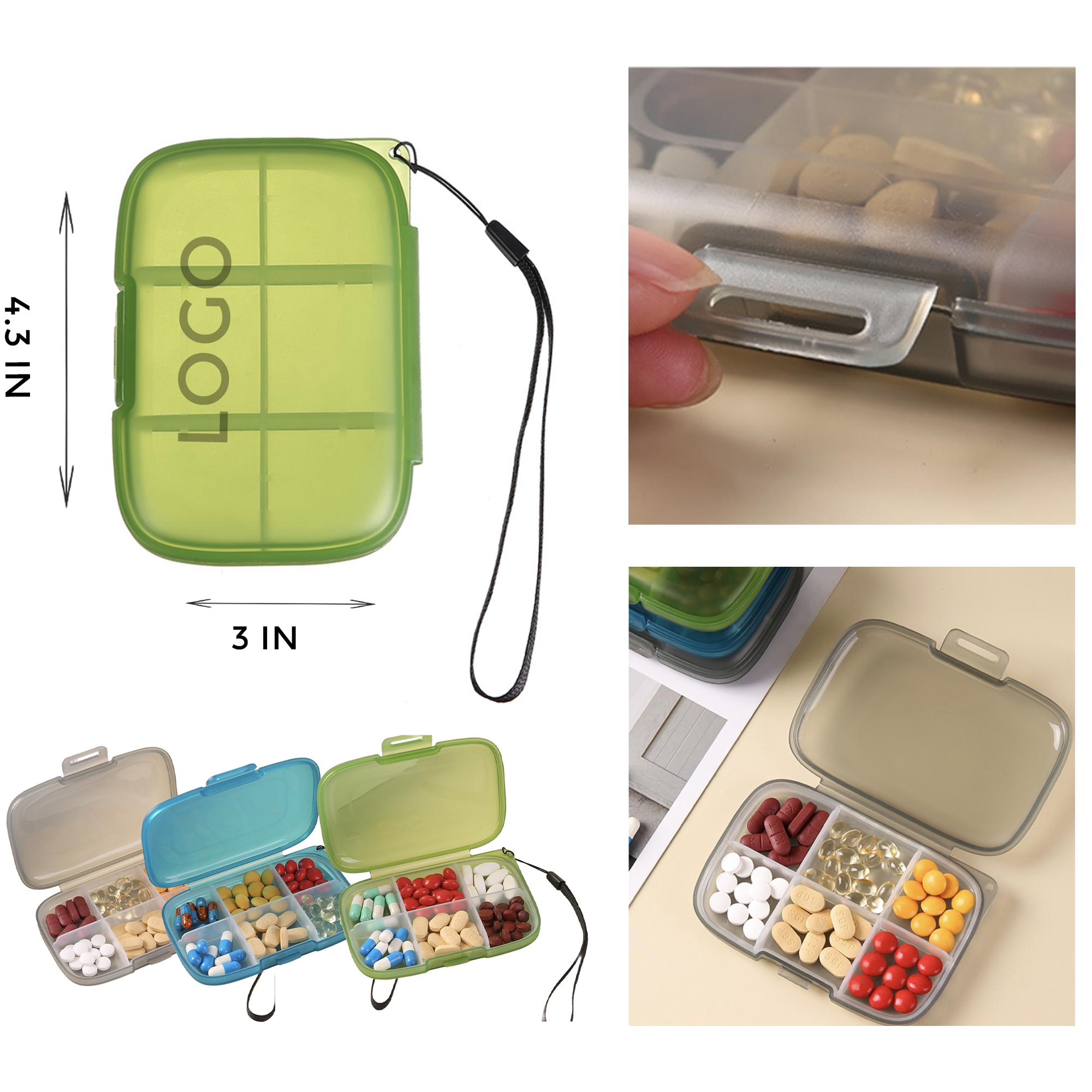 MOQ 10 PCS Convenient 6 Compartments Pill Organizer 2
