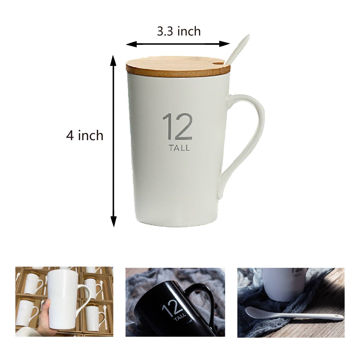 Customized Couple minimalist ceramic mug with lid 2