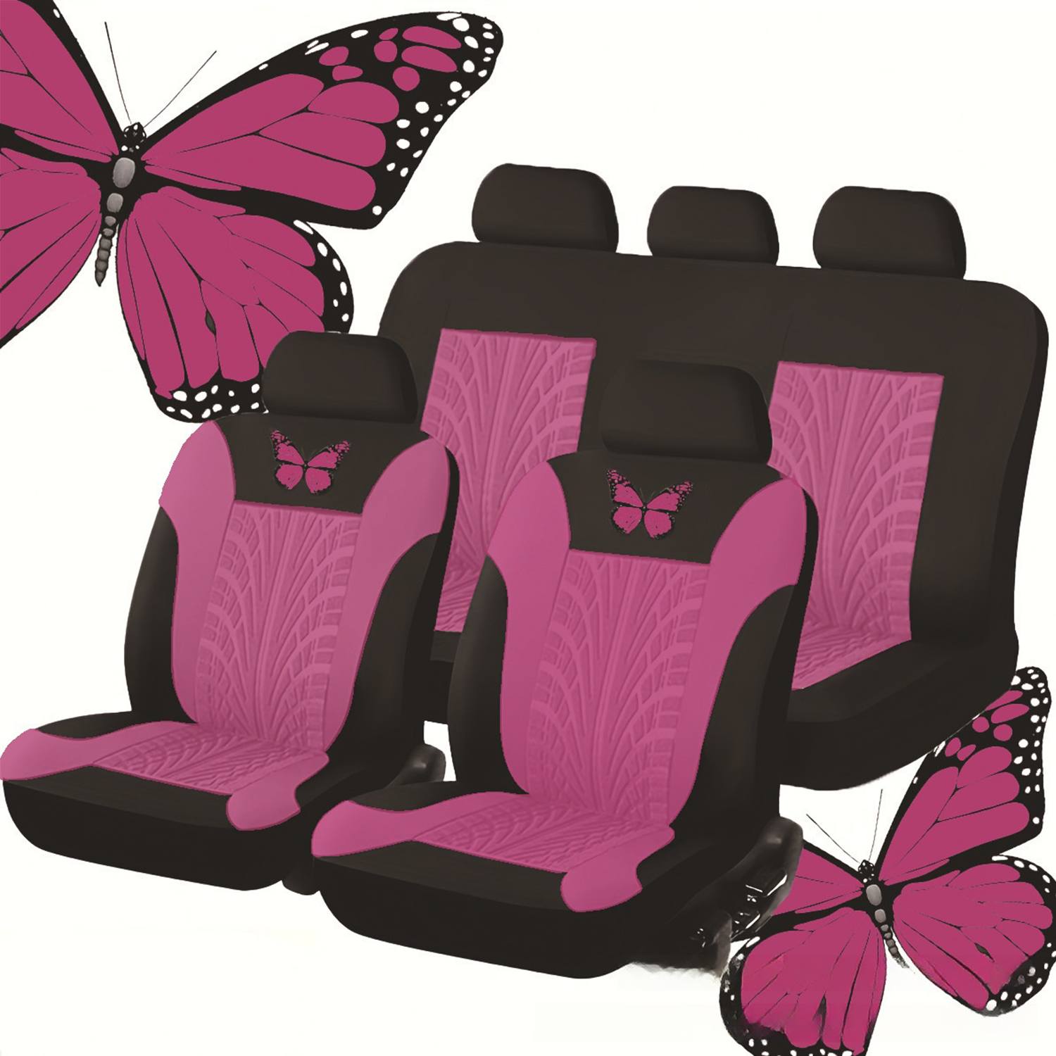 Full Set Fashion Butterfly Cloth Cushion Mat Car Seat Cover 2