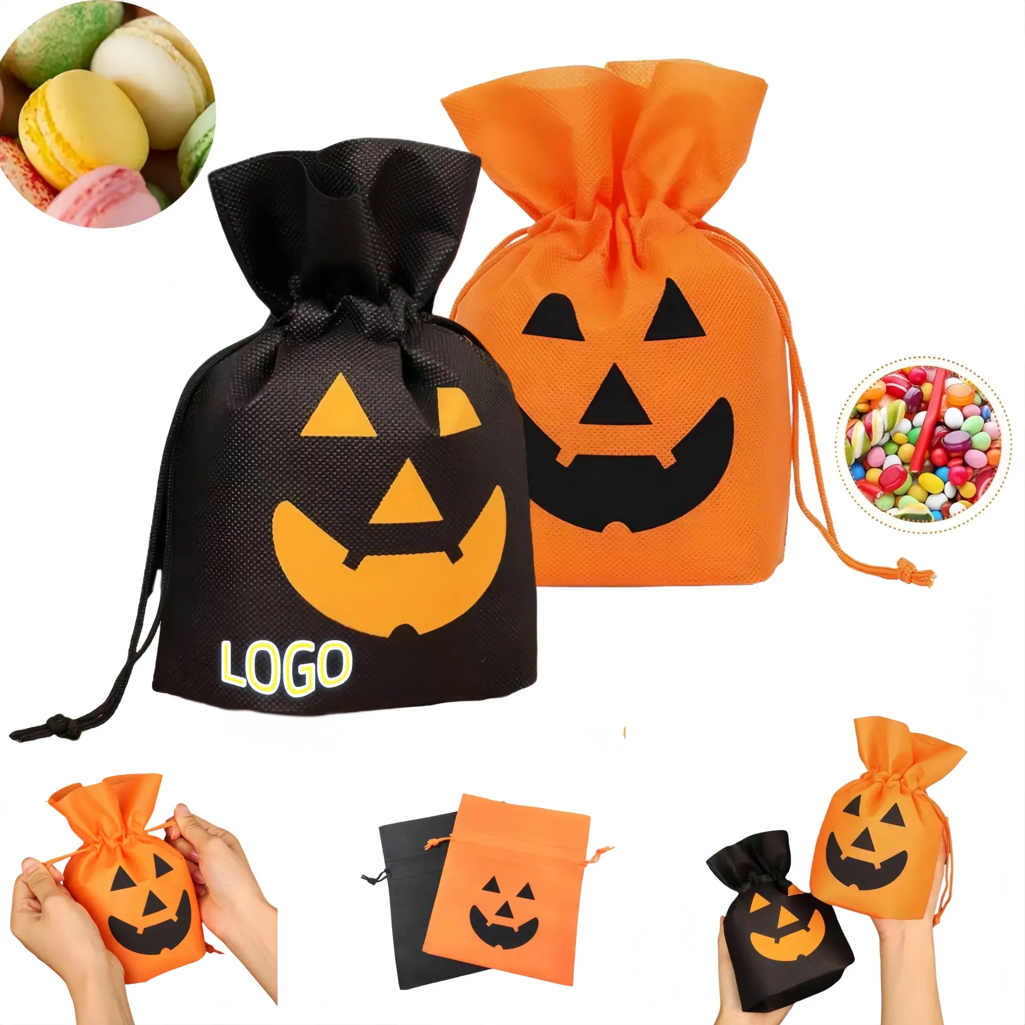 Halloween Pumpkin Drawstring Candy Snack Bag 2