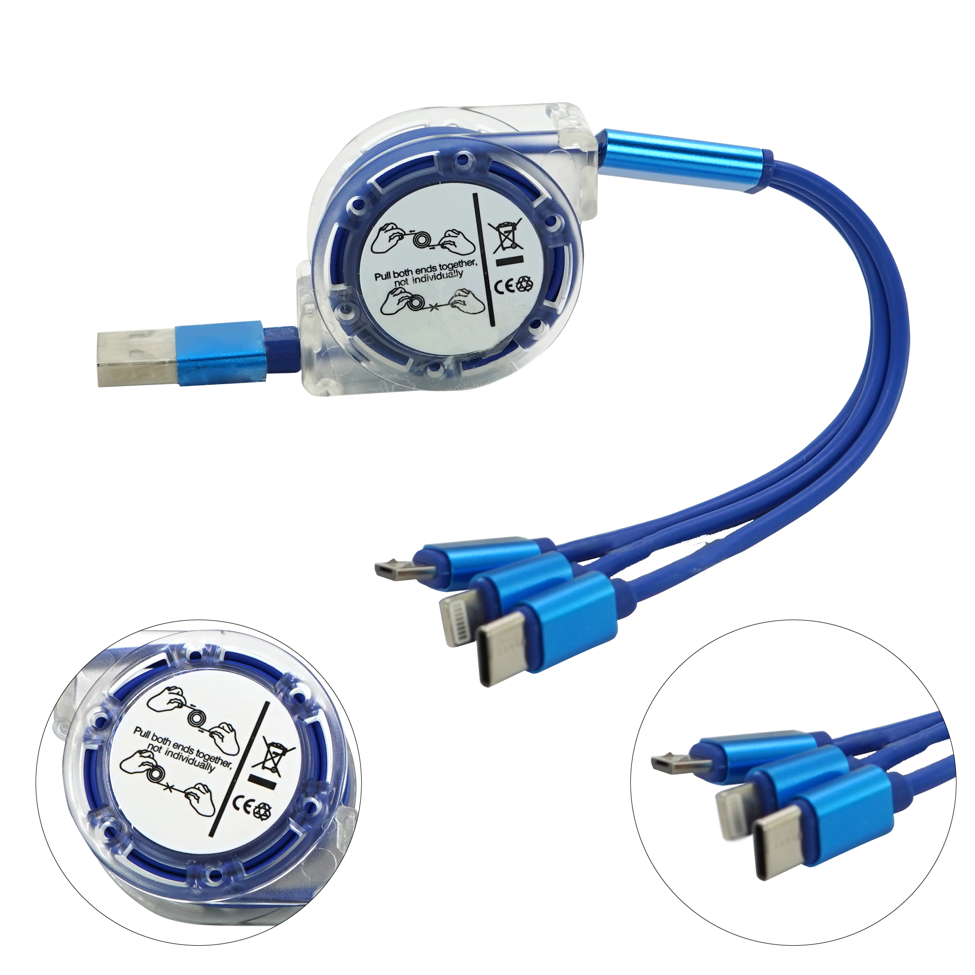 3-in-1 Retractable USB Cable Fast Charger Cord 2