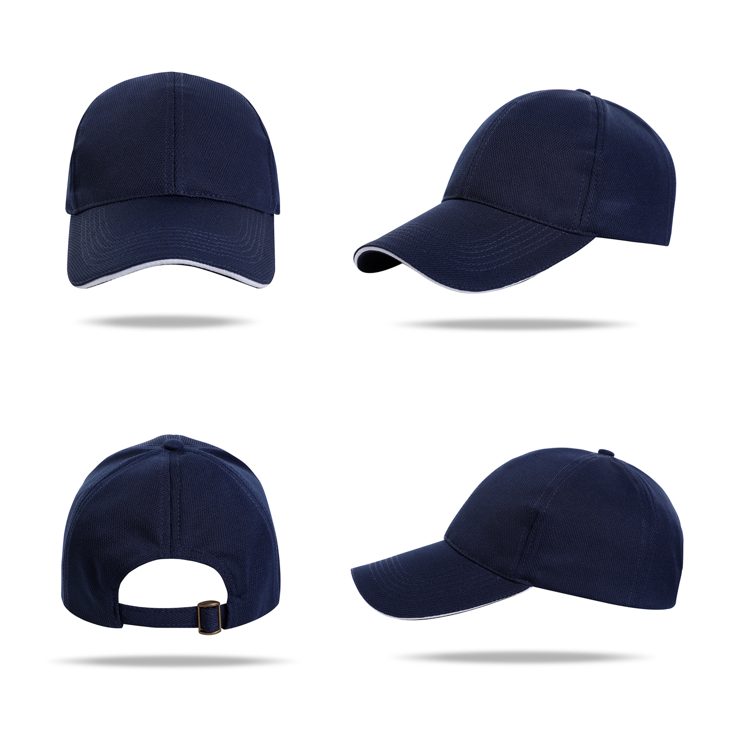 Stock Solid Color Quick Dry Poly 6 Panel Cap w/Single Buckle Back Fastener 10