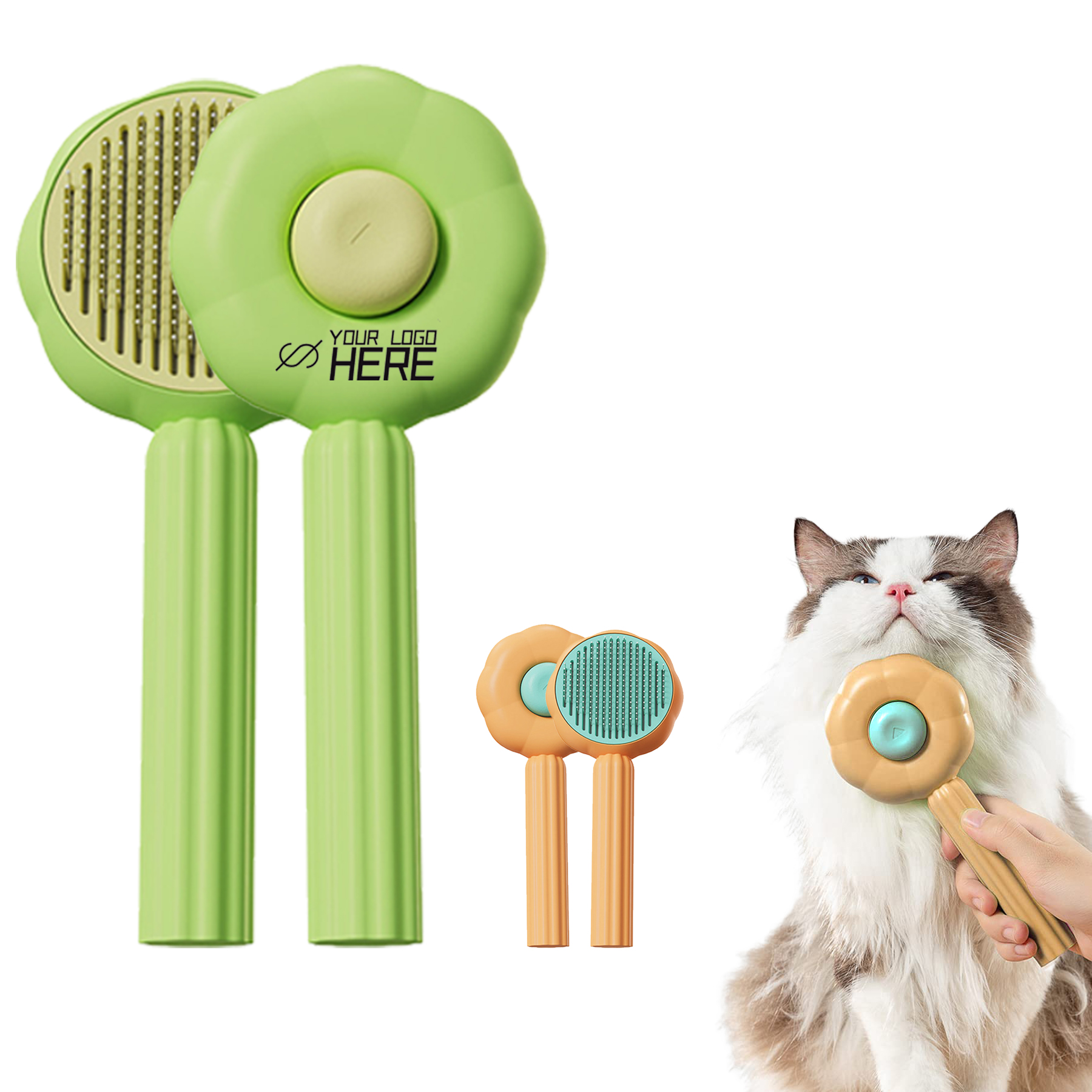 Flower Shape Pet Grooming Cat Dog Hair Deshedding Brush 2