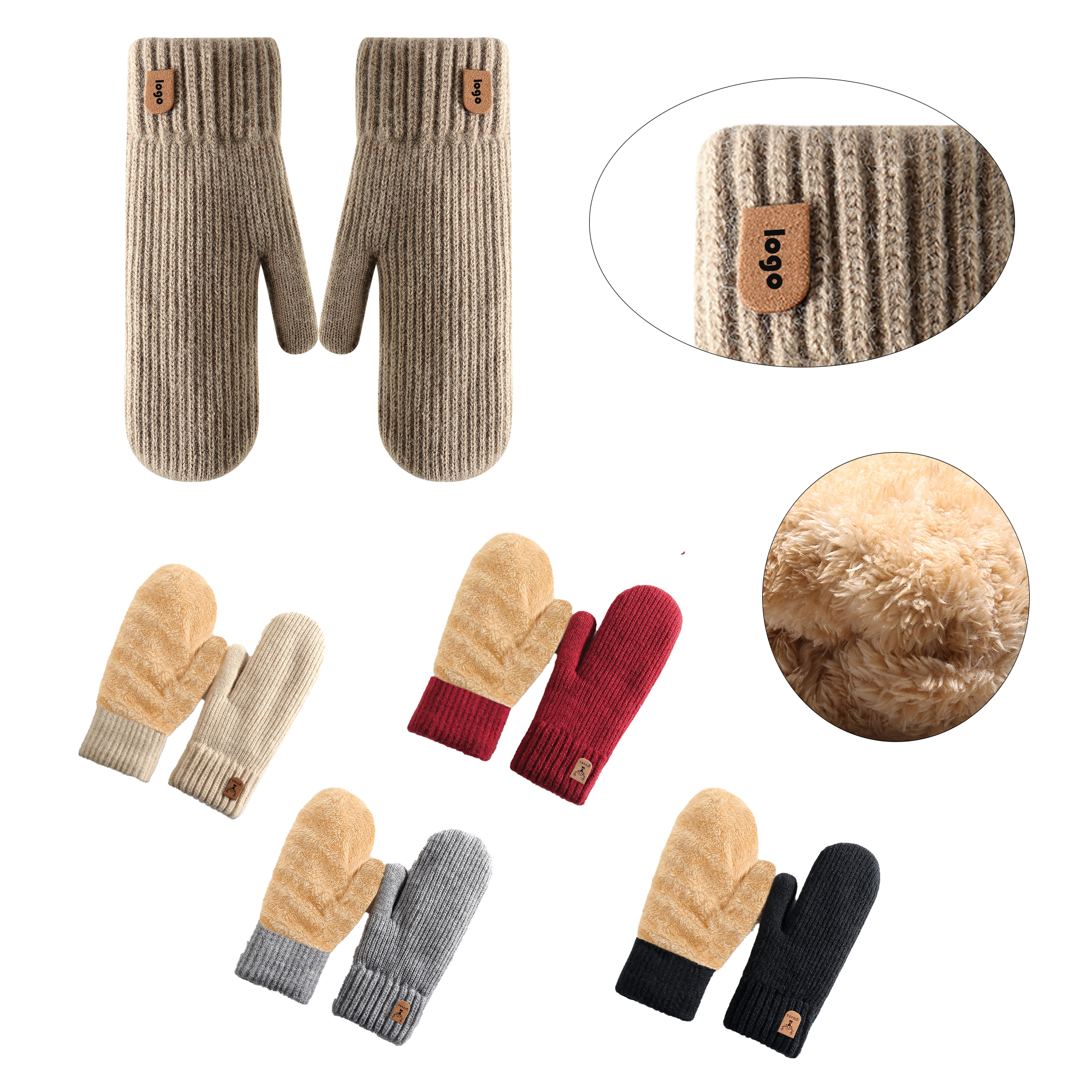 Fleece-lined Double-knitted Thermal Gloves 2