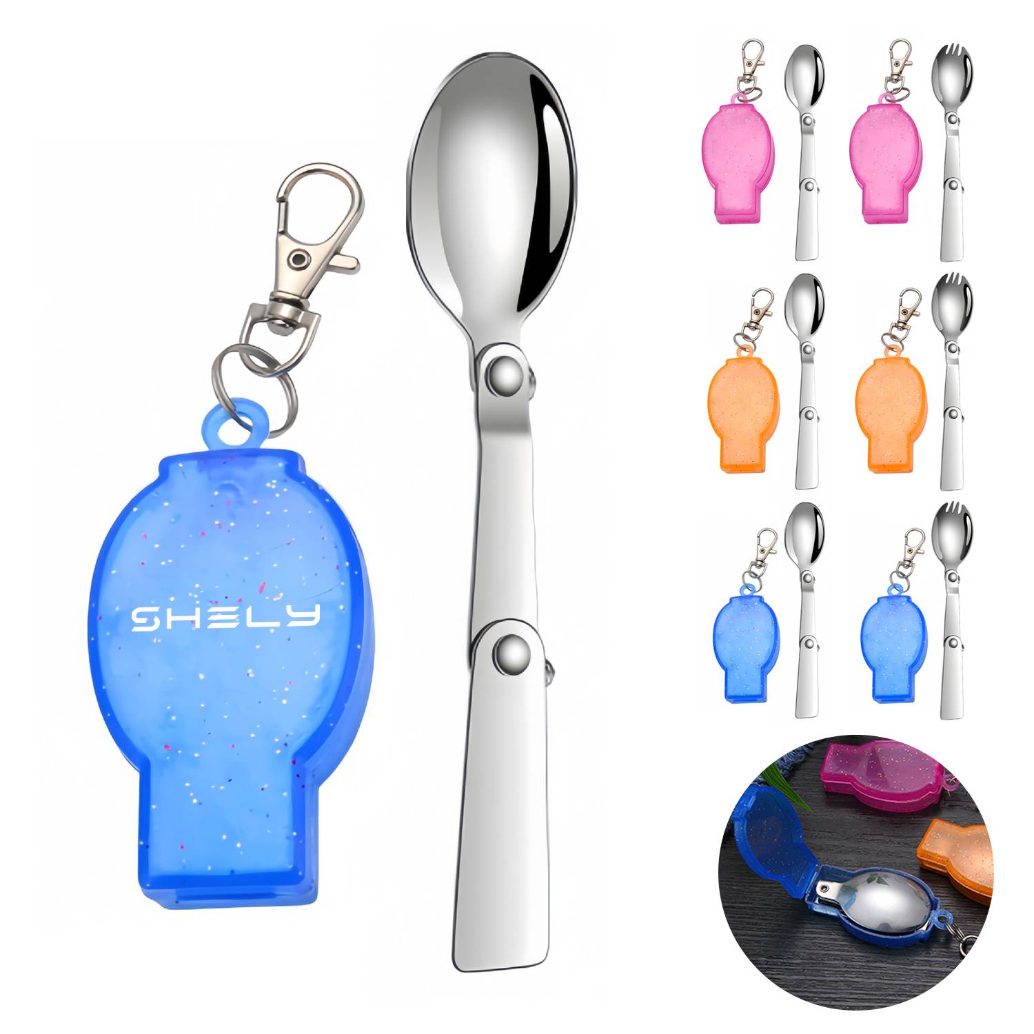 Stainless Steel Foldable Spoon W/ Portable Box 12
