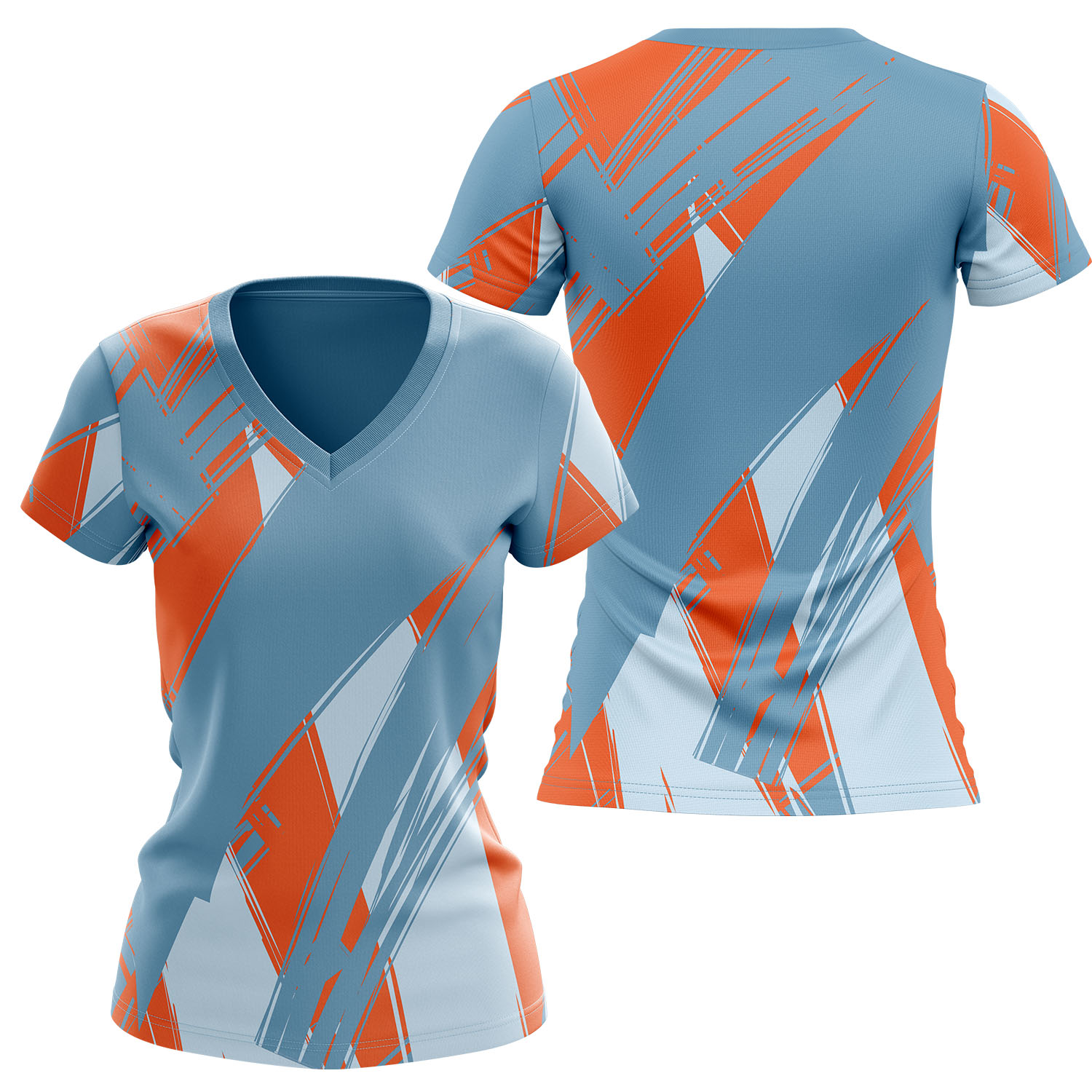 Women's 180 GSM Jersey Knit Cotton Feel Sublimation V-Neck T-shirt 4