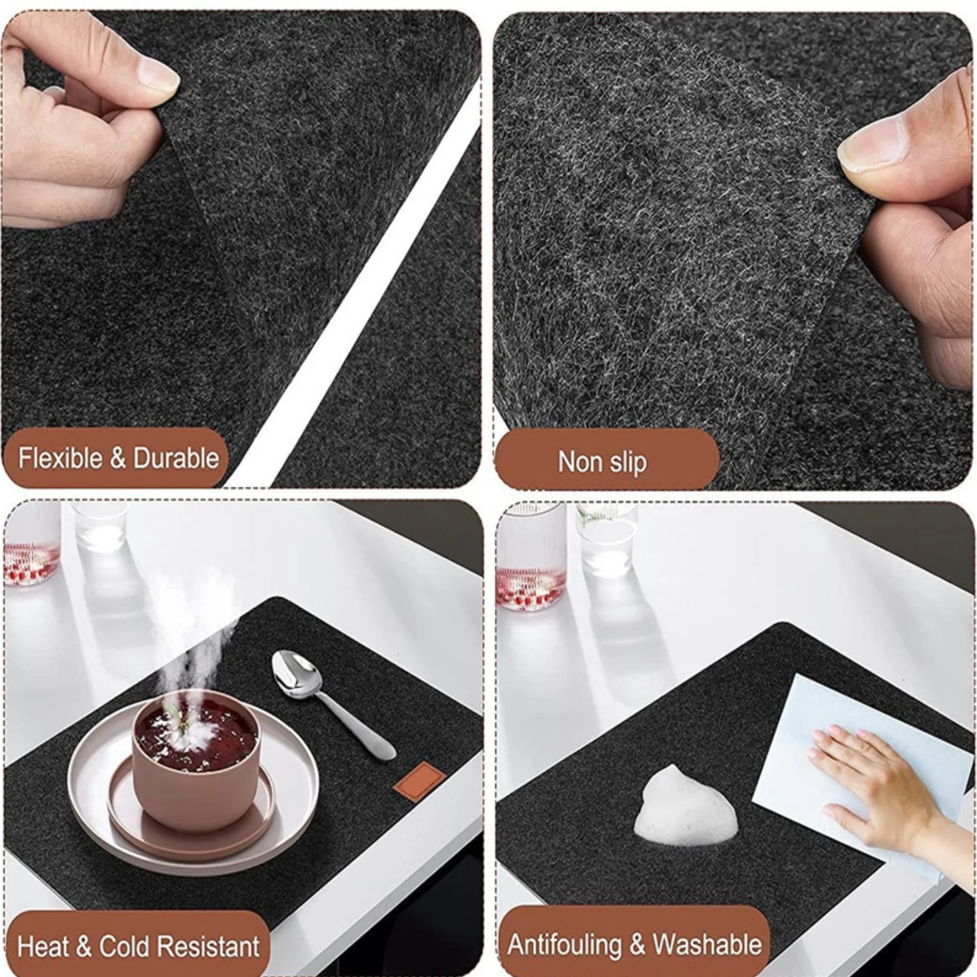 Heat Insulation Felt Pads Placemats Coasters Utensil Pockets 3