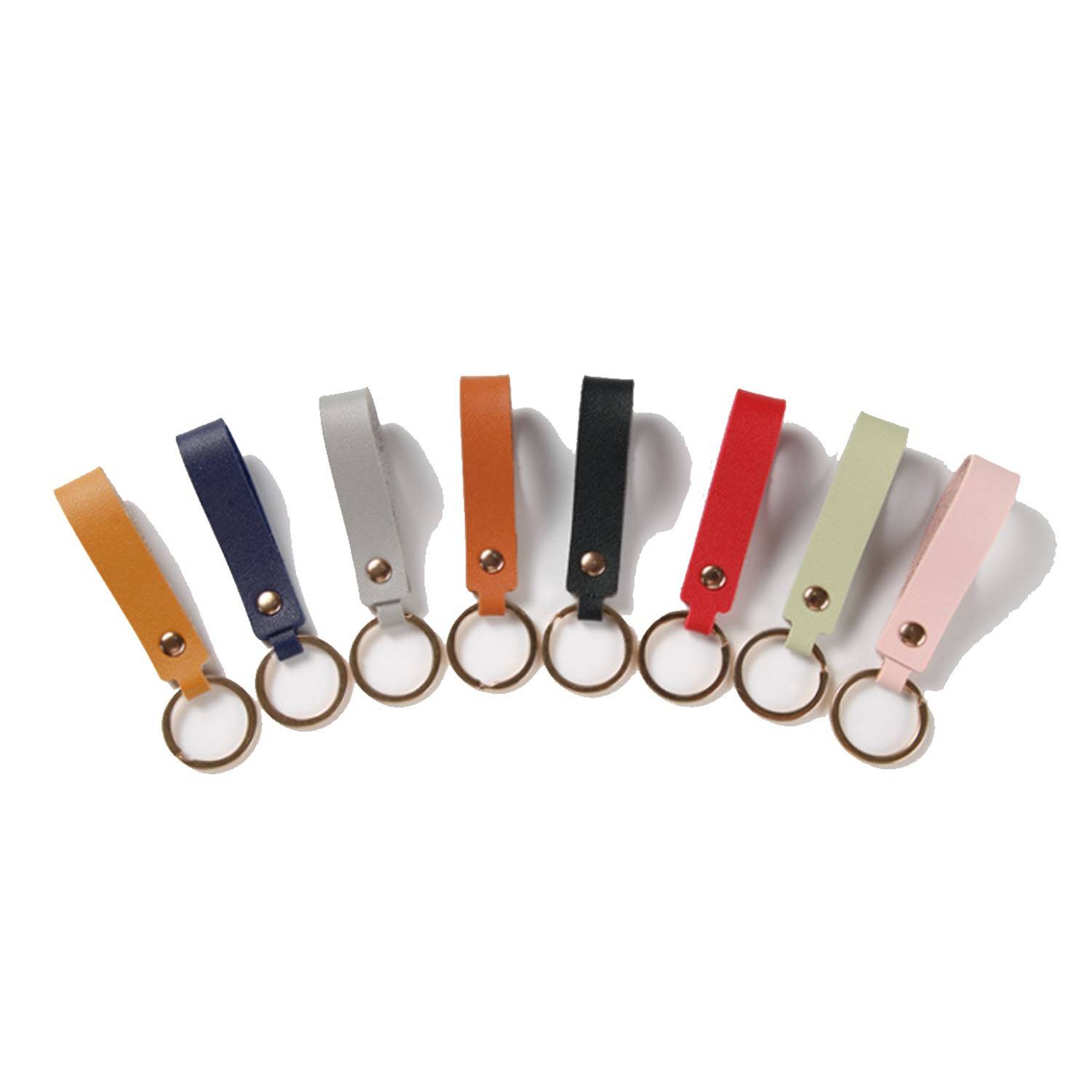 Solid Color PU Leather Keychain 2
