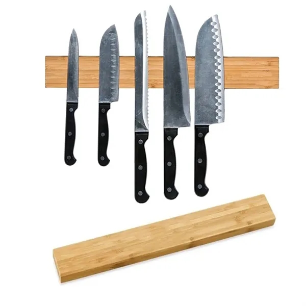 Bamboo Magnetic Knife Rack - Wall-Mounted Organizer