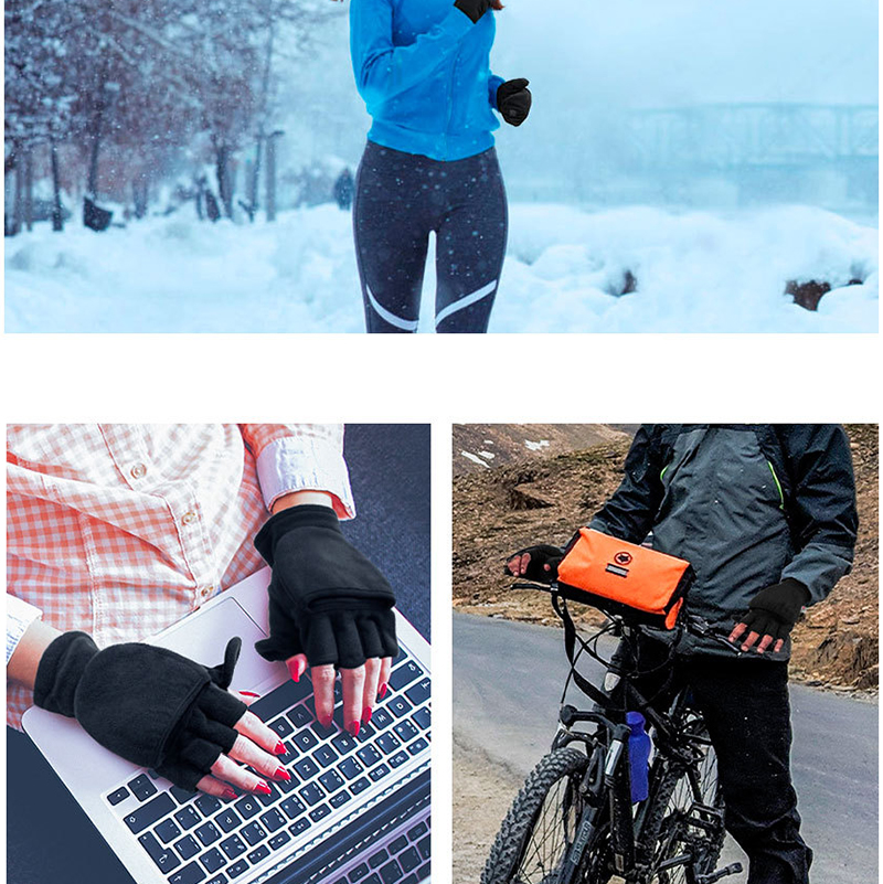 Convertible Polar Fleece Gloves Flip Top Mittens 19