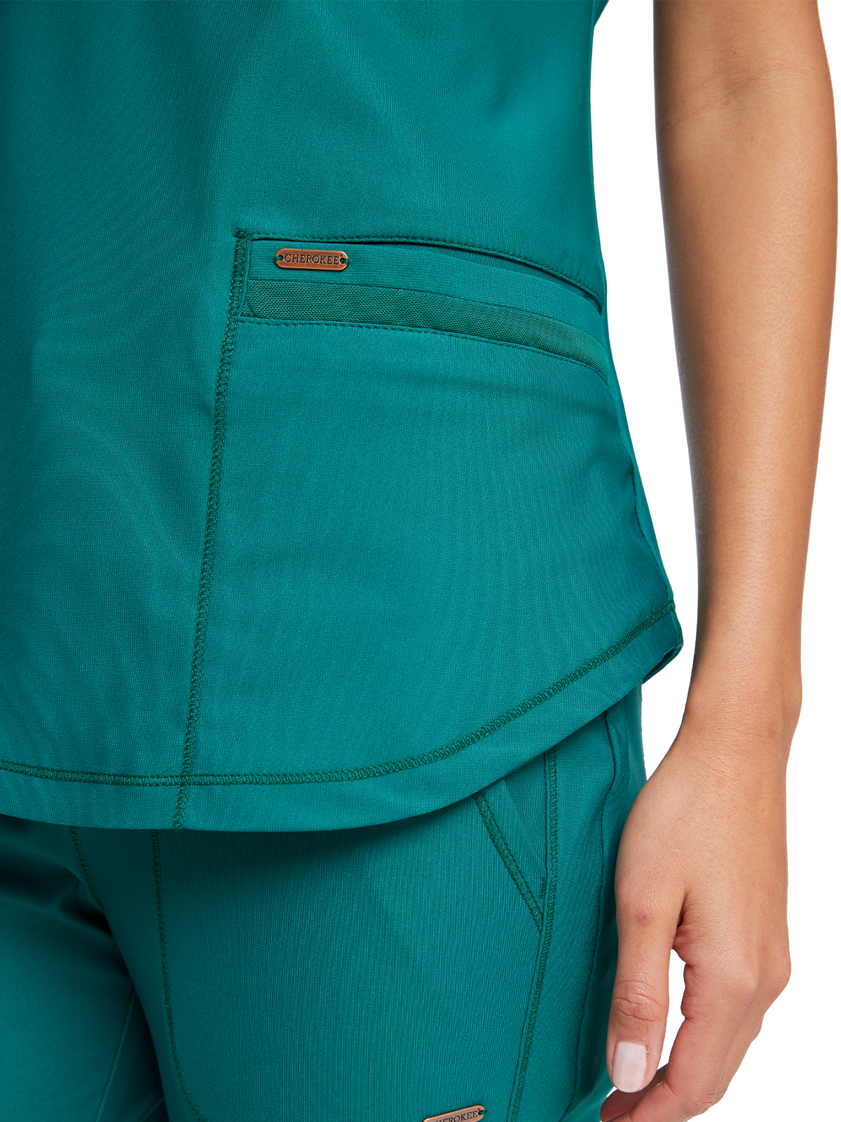 Cherokee - Form - Women's 2-Pocket Curved Hemline V-Neck Top 31