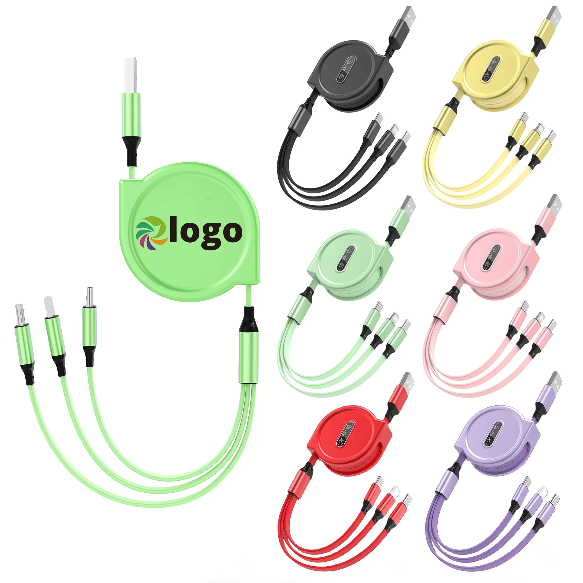 Multi 3 in 1 Retractable USB Fast Charging Cable Adapter