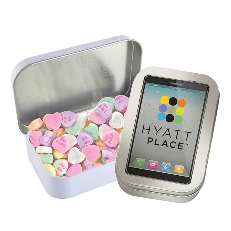Rectangular Tin - Imprinted Conversation Hearts 4