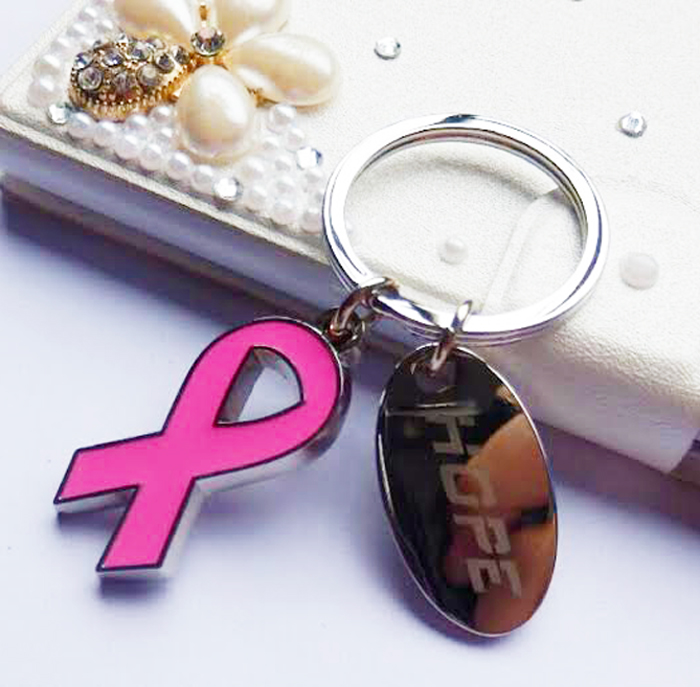 Breast Cancer Awareness Ribbon Charm Keychain 5