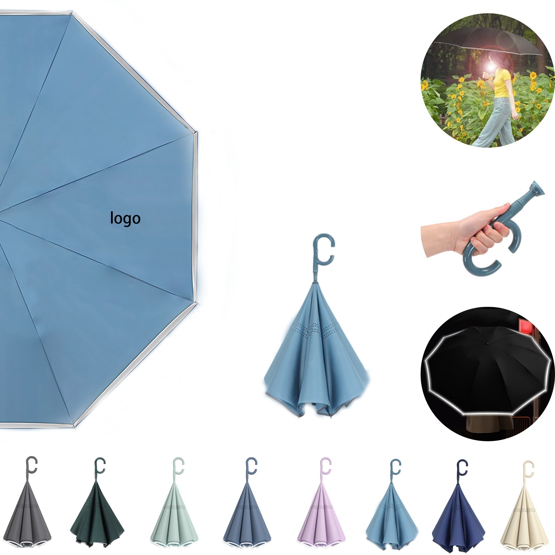 Safety Reverse Upside Down Umbrella