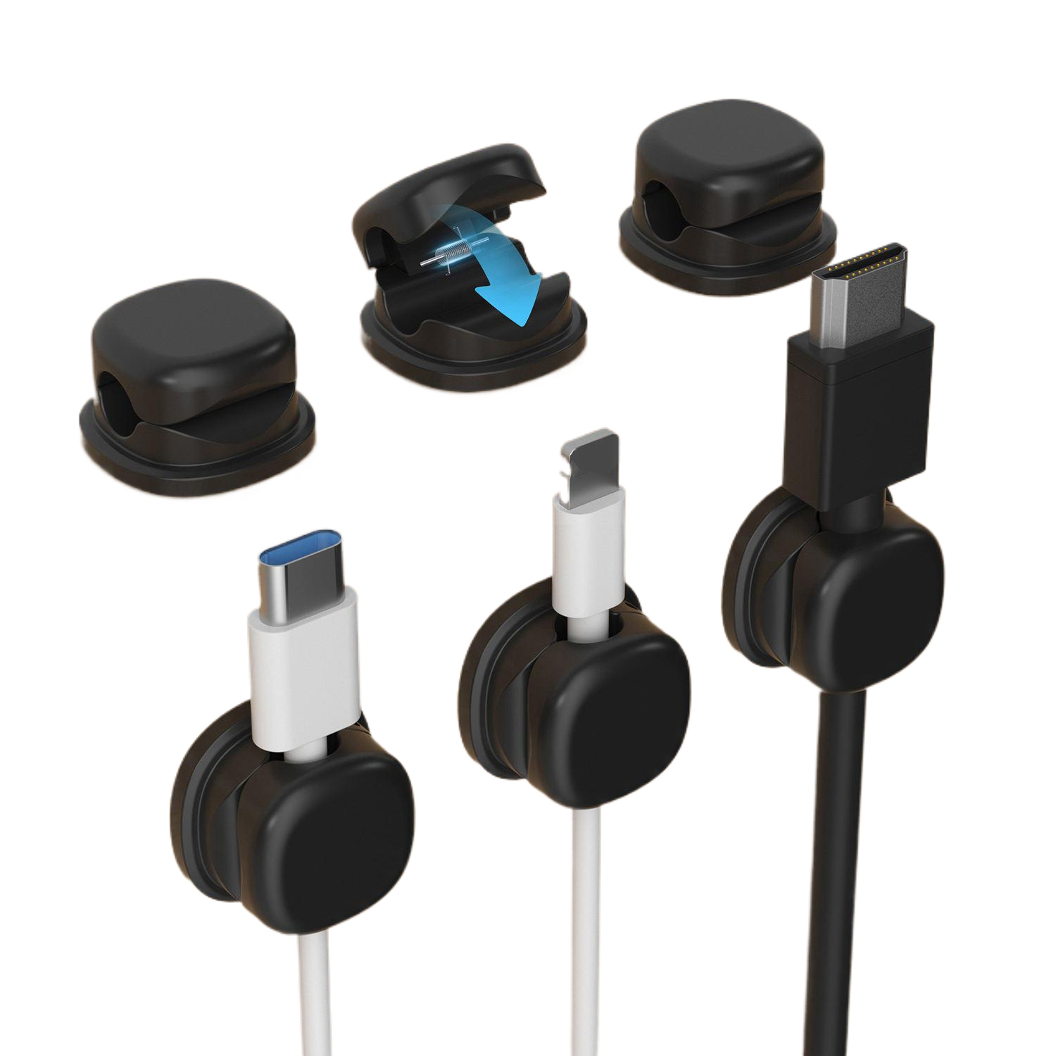 6PCS Spring-Loaded Silicone Cable Clips – Desk Organizer 8