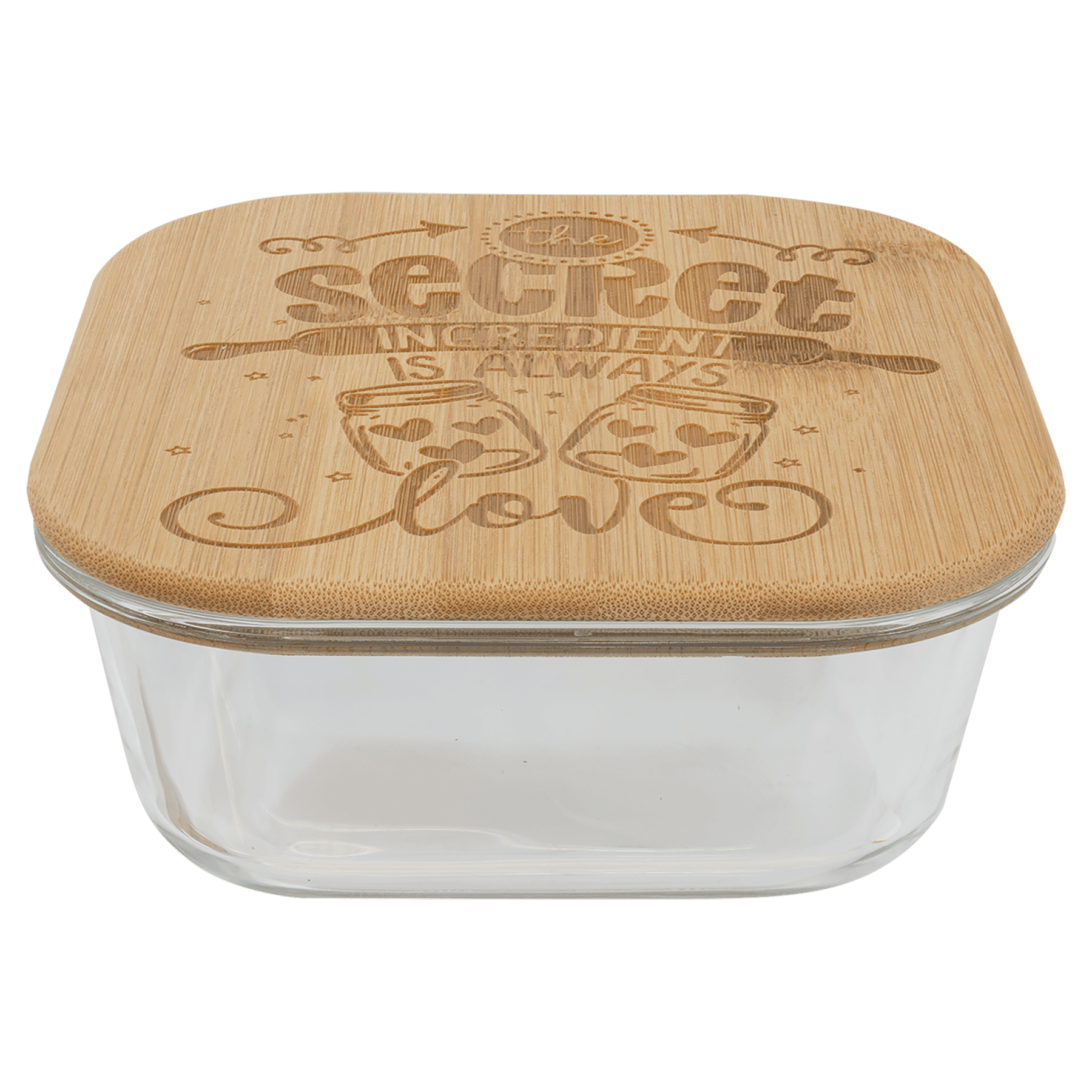 27 oz. Square Glass Container with Bamboo Lid 2