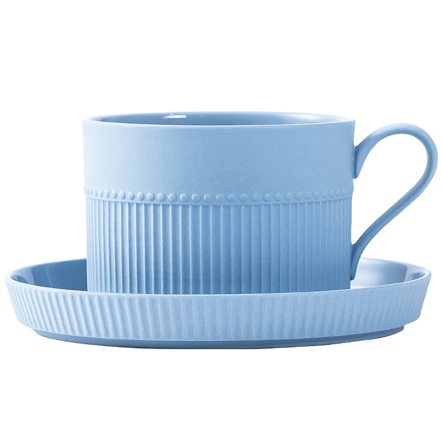 11oz Ear Handle Ceramic Coffee Mug w/ Saucer 2