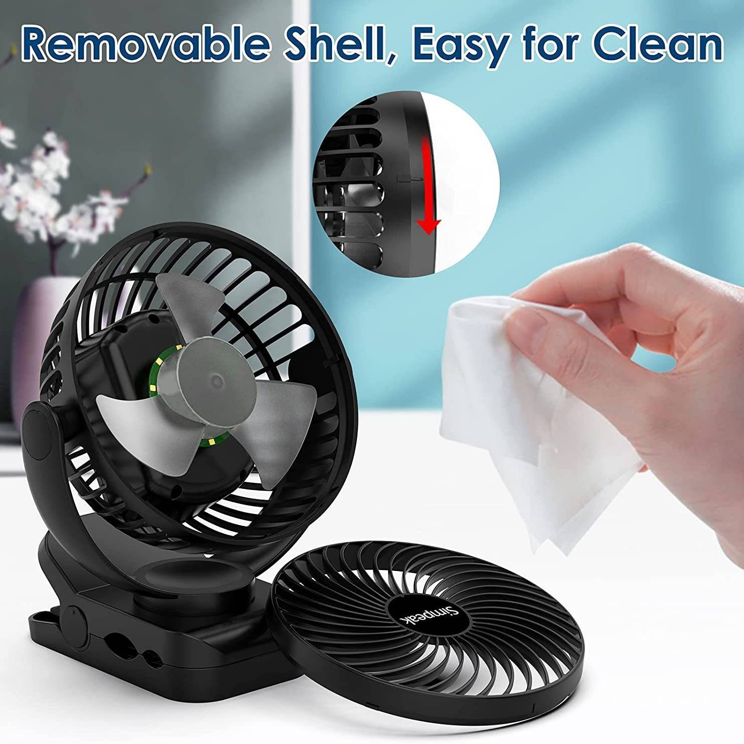Portable Camping Rechargeable Fan with LED Lantern 7