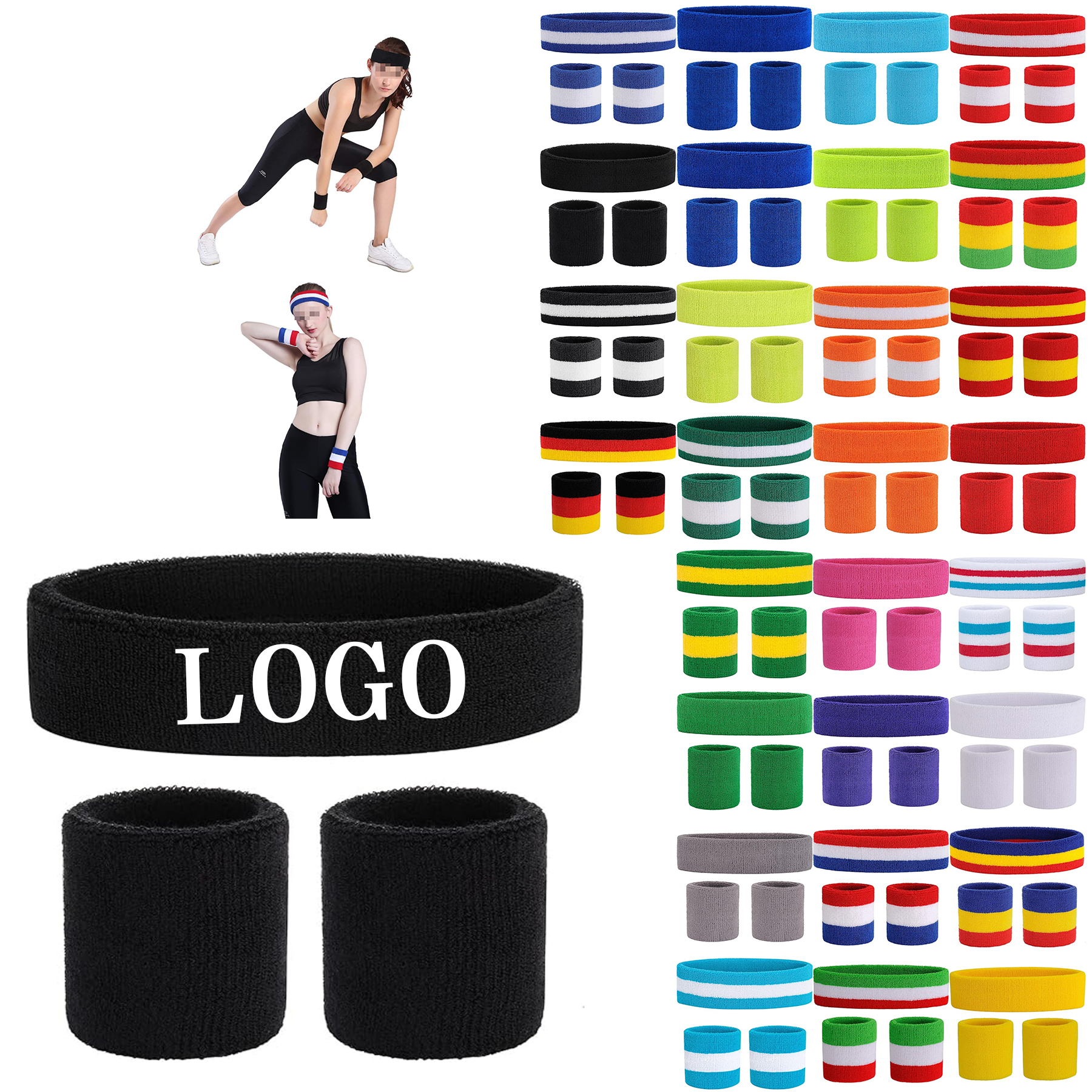 Sweatbands Exercise Eadband Wristband Set 34
