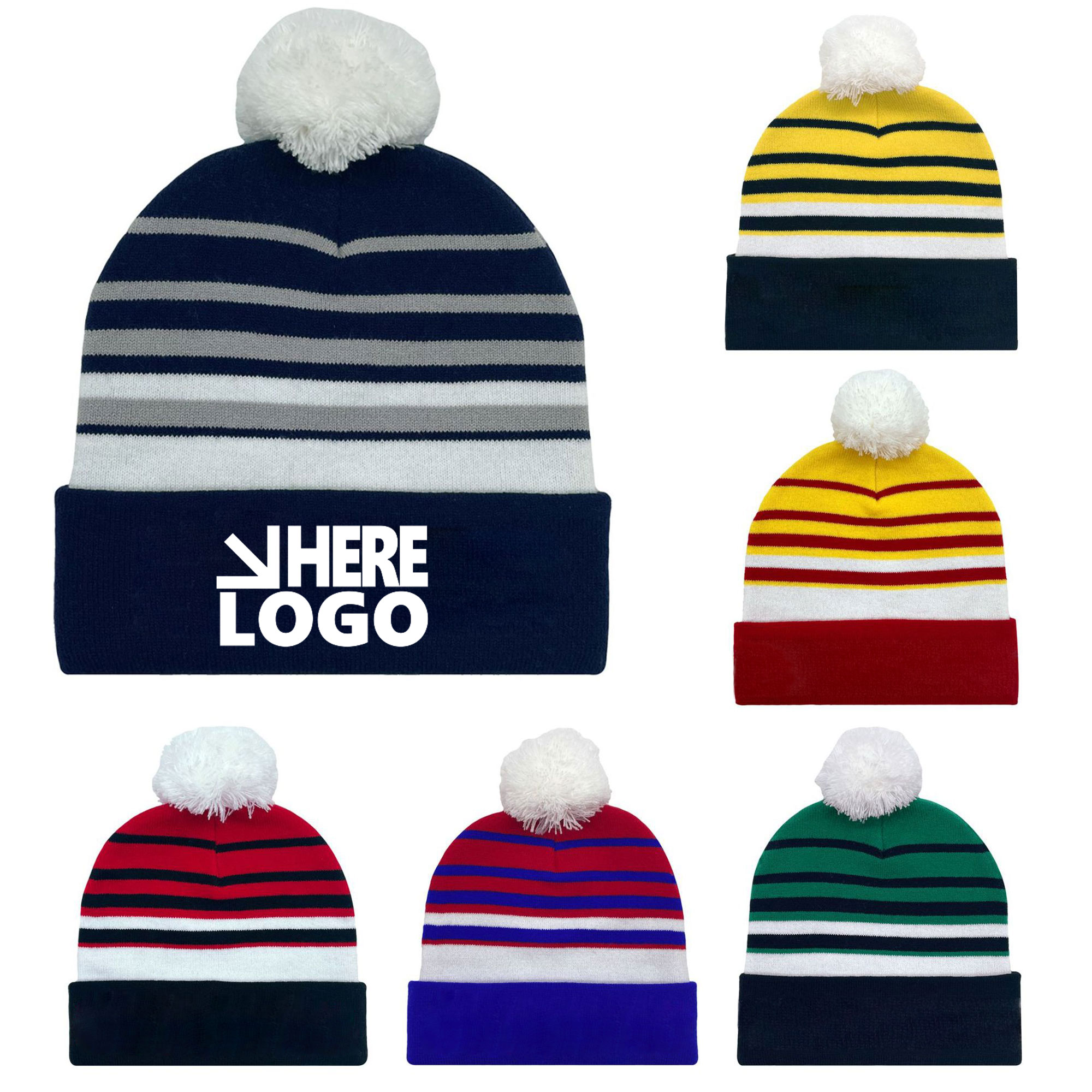 Winter Knit Warm Beanie With Pom 2