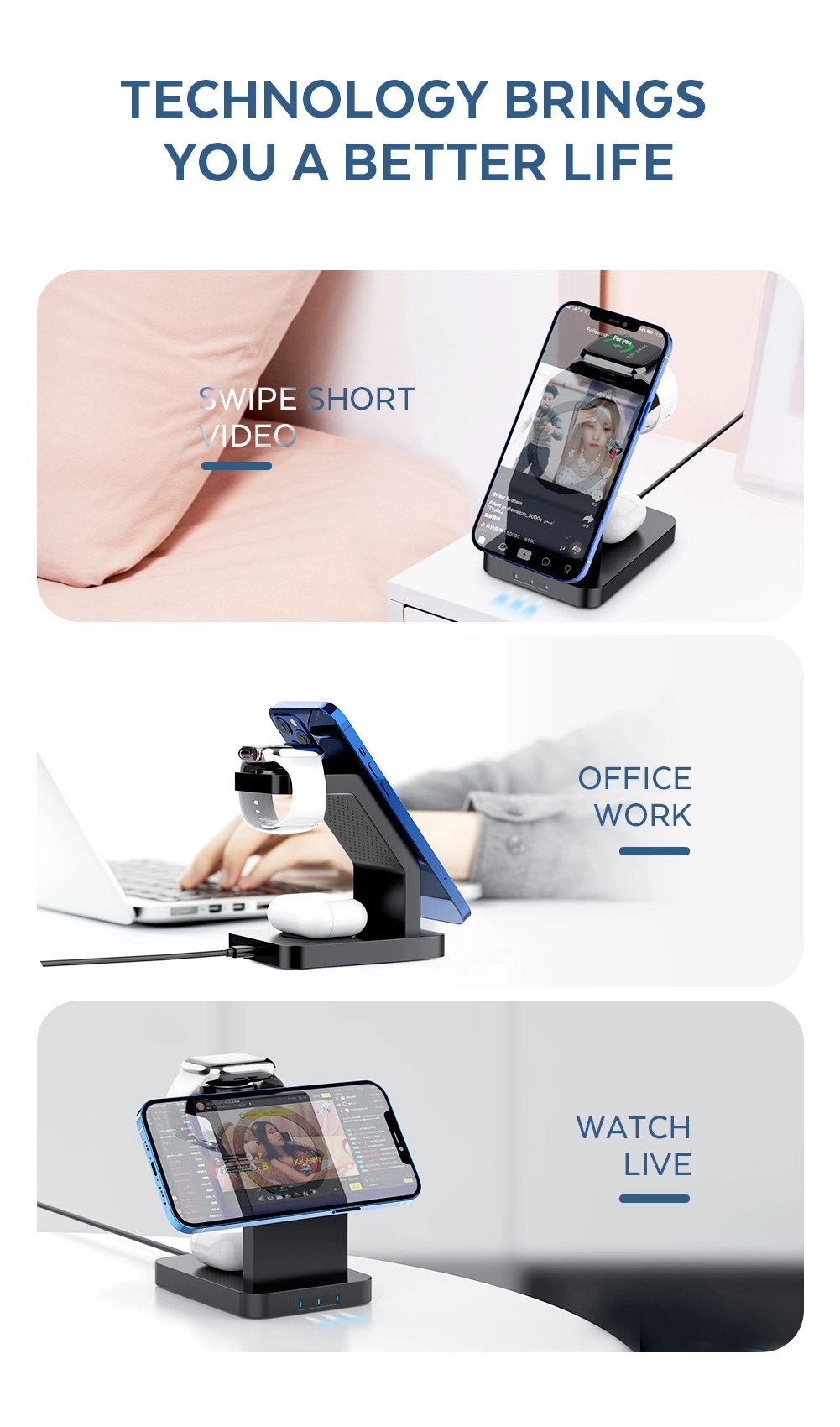 3 in 1 Wireless Charging Station for Multiple Devices 7