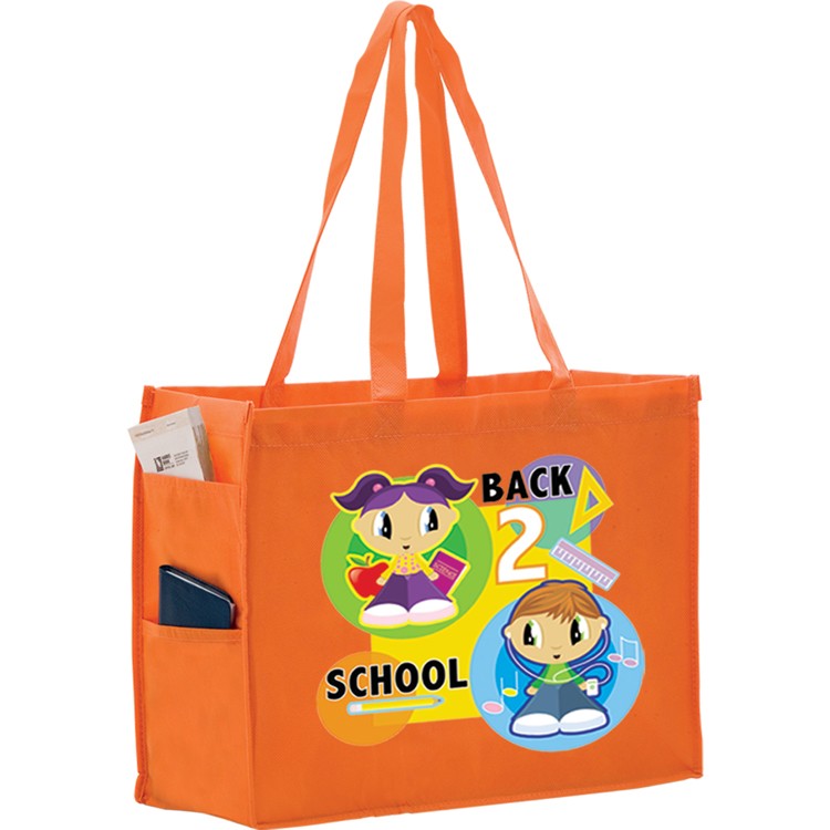 Non-woven Shoulder Tote with Side Pockets 2