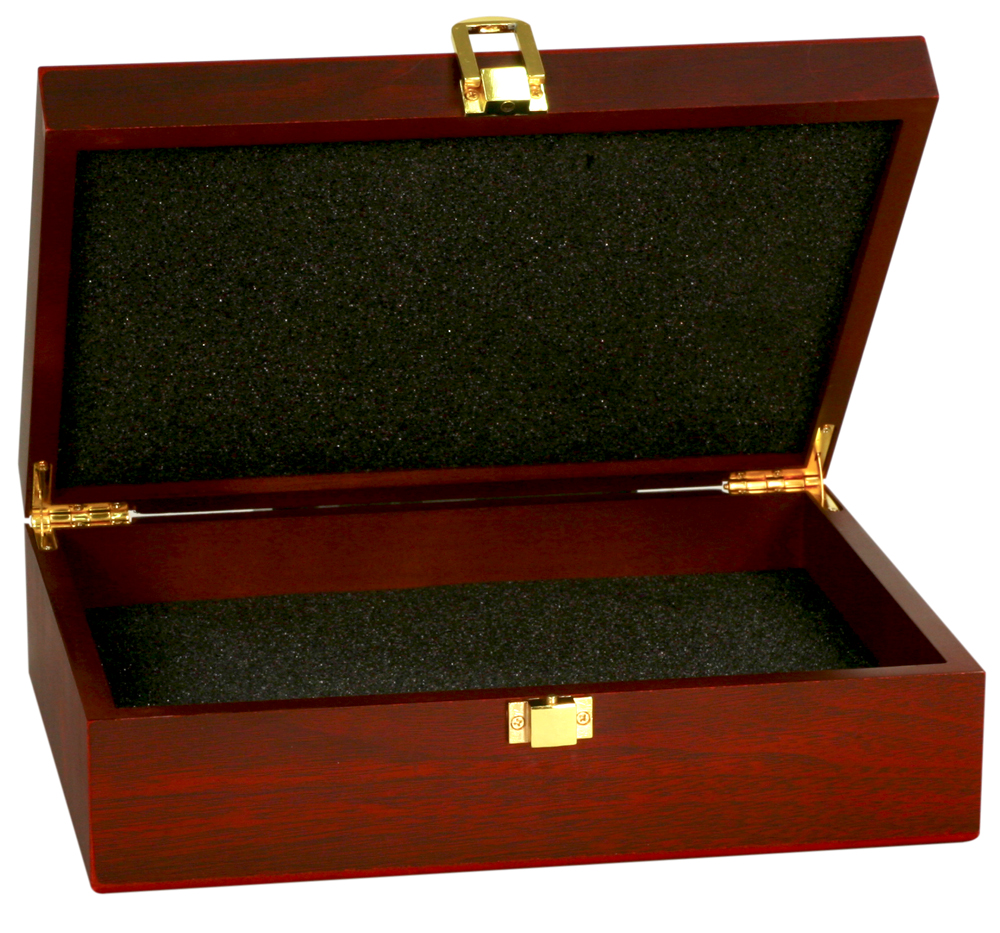 10 1/4" x 7 1/2" x 3 1/8" Rosewood Finish Gift Box 1