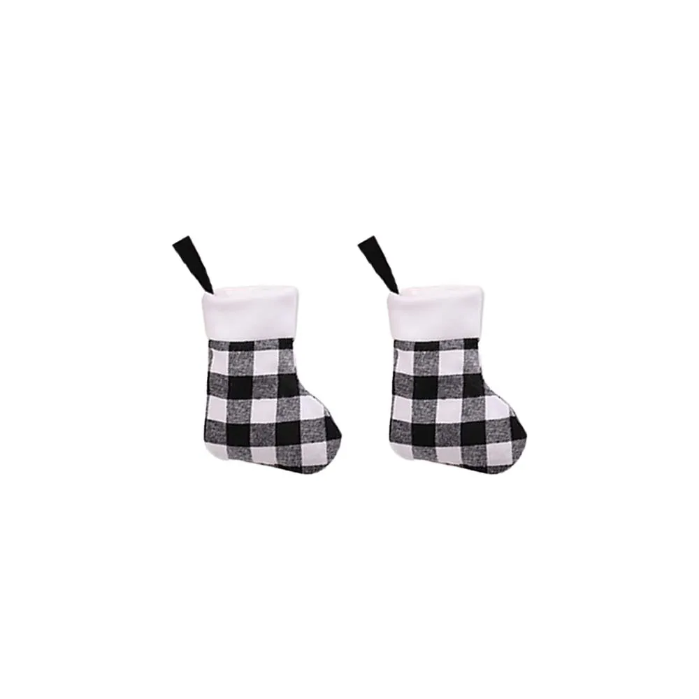 Plaid Christmas Stocking Ornament (Small) 3